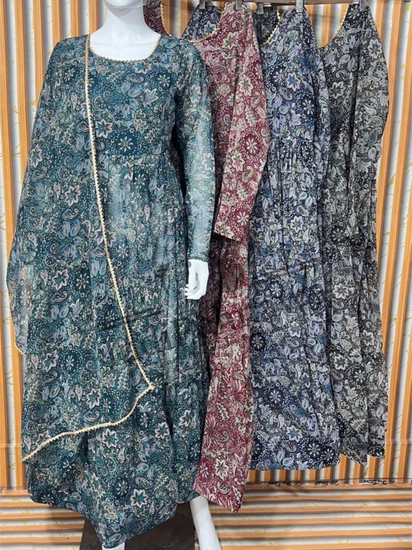 Full Sleeves Floral Printed Anarkali & Dupatta Set – Indian Ethnic Look