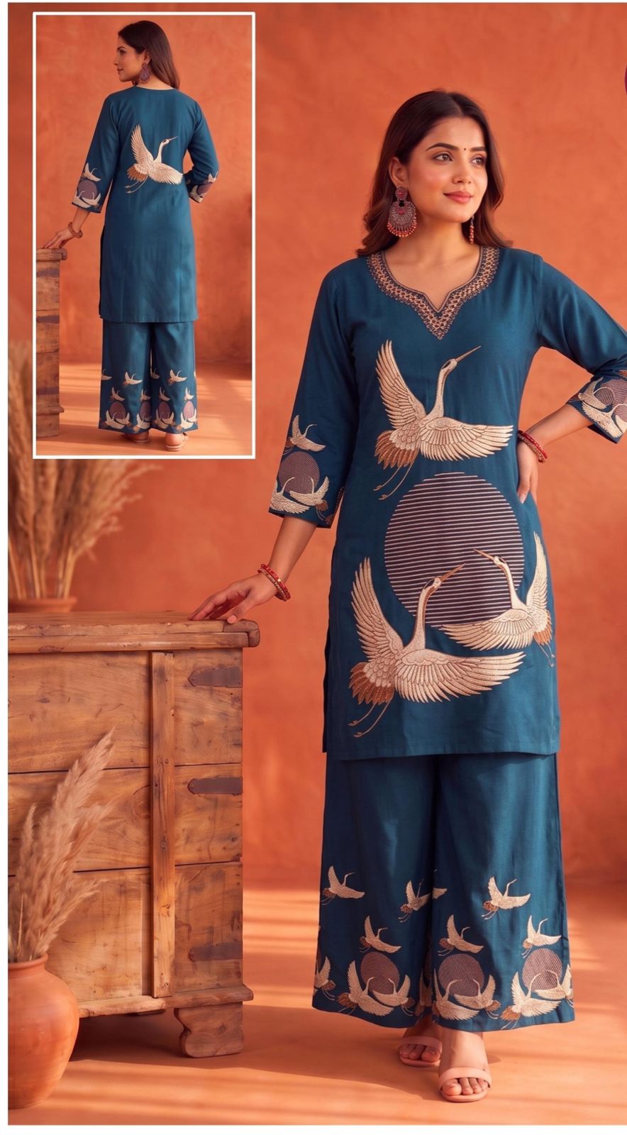 Bird Design Daily Wear Cotton Cordset For Women