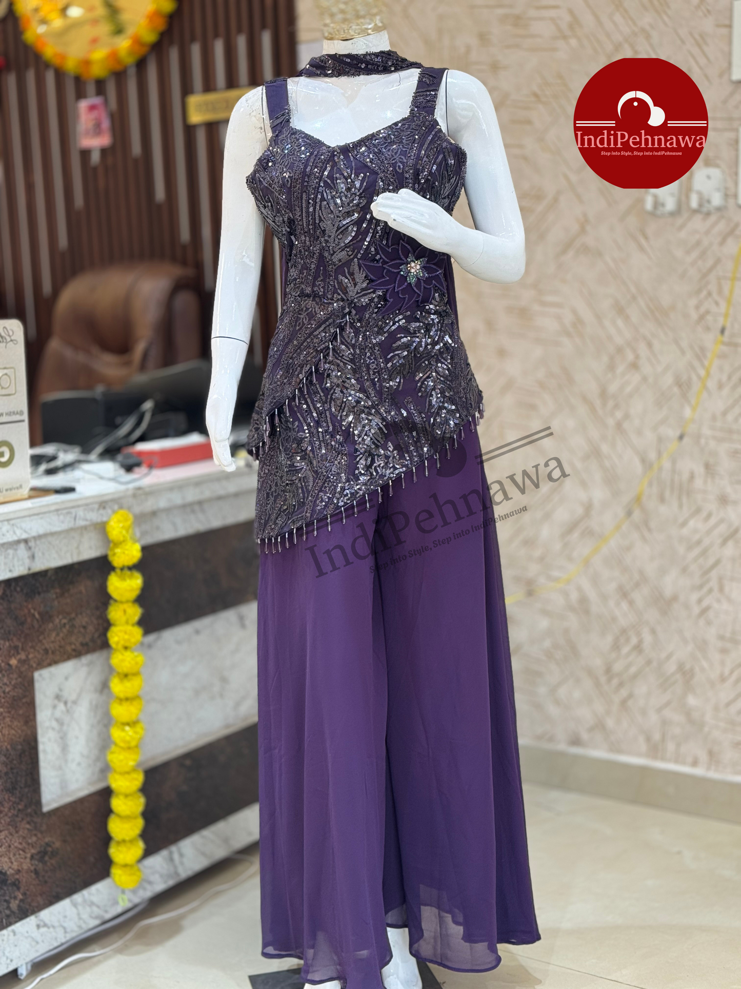 FULL SIPPY WORK DEGINER CORD-SET WITH NECK LESS DUPATTA INCLISIVE INDIPEHNAWA