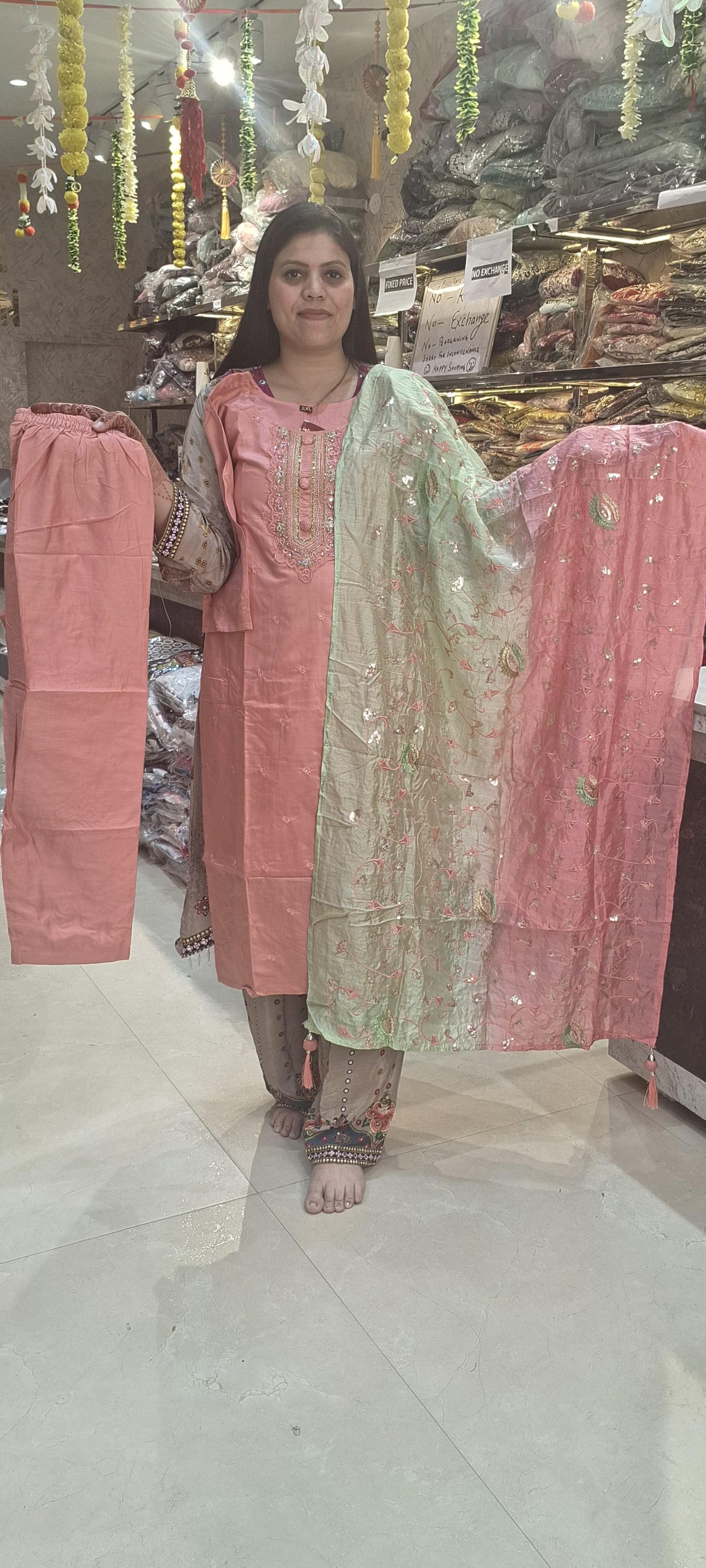 PINK STONE WORK WITH PREMIUM COTTON SUIT BY INDIPEHNAWA