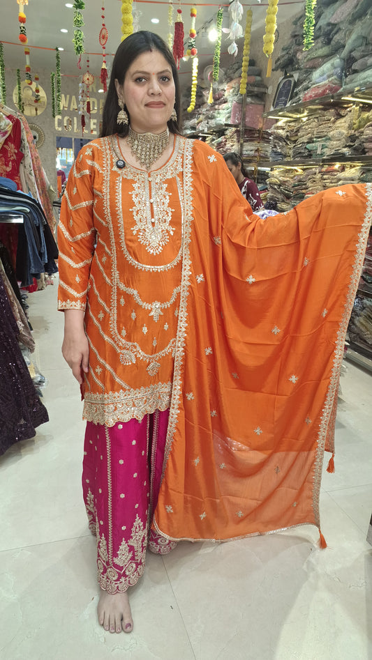 PURE CHINON WITH TILA AND ZARI WORK ZAFFA SUIT