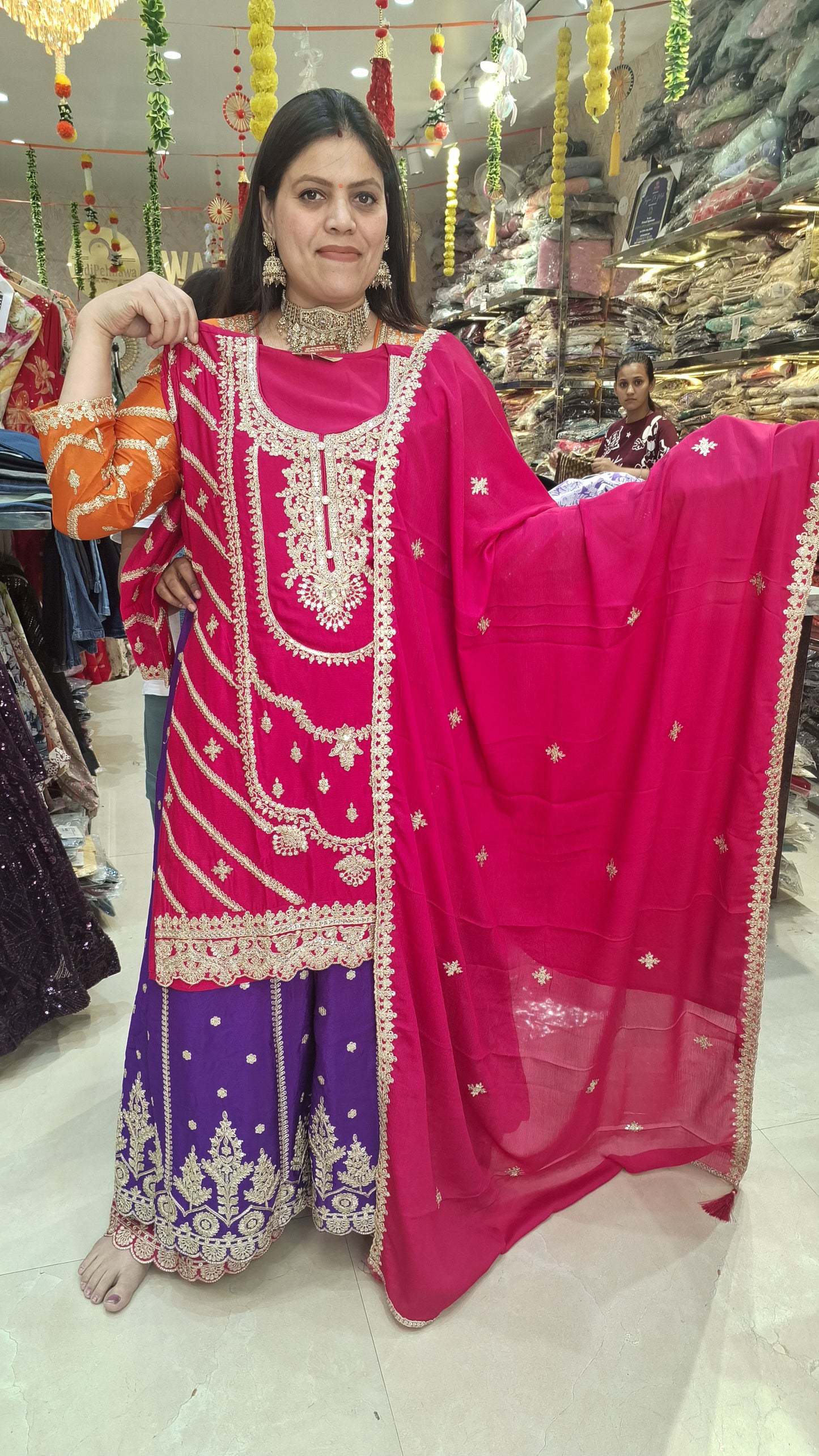 PURE CHINON WITH TILA AND ZARI WORK ZAFFA SUIT