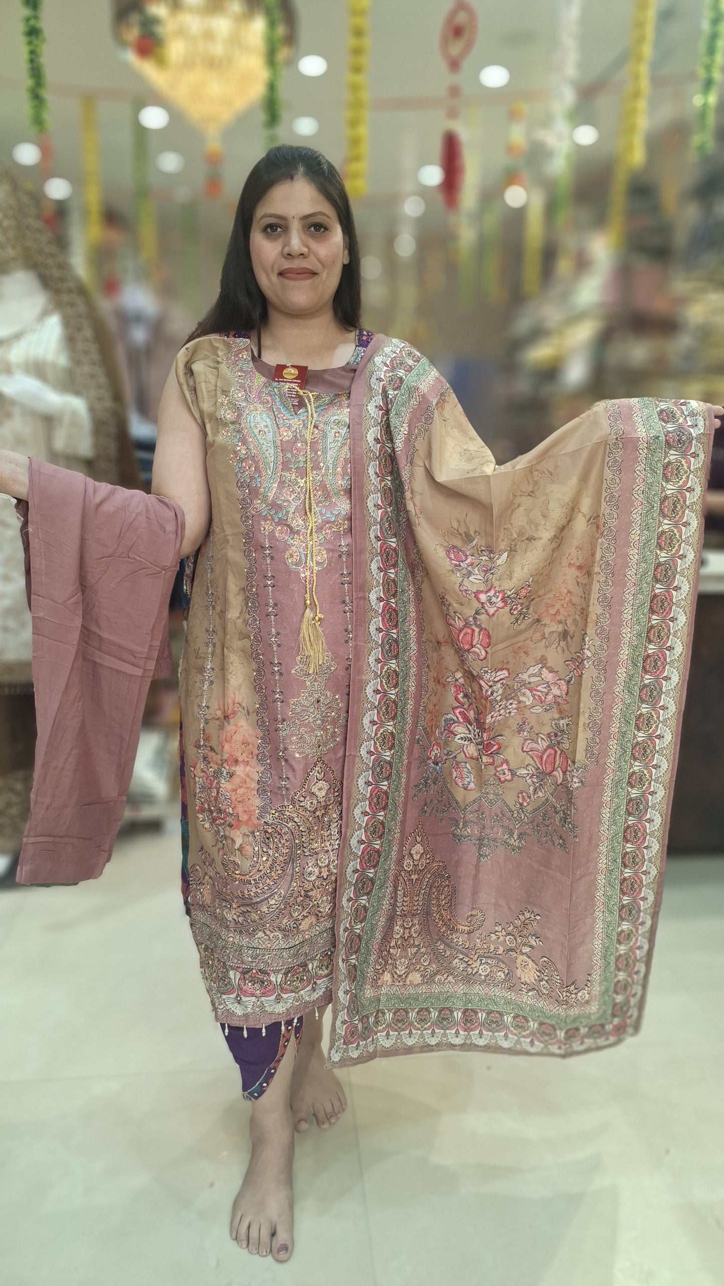 PINK PREMIUM CREPE WITH NECK DESIGN SUIT