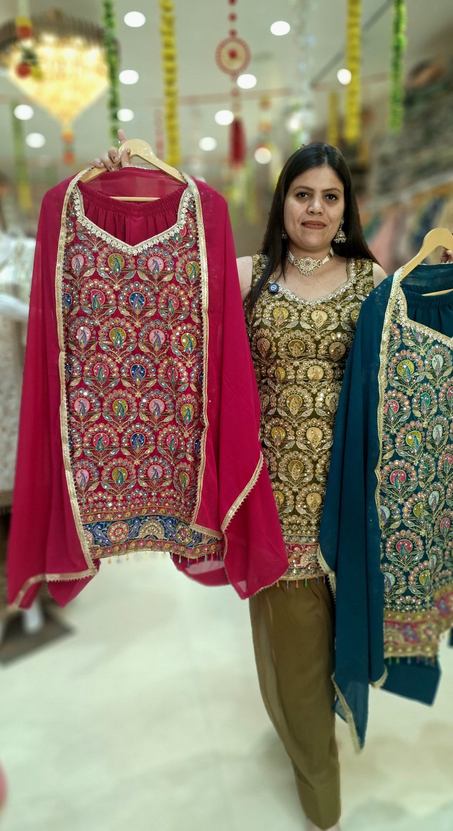 PURE SILK NECK DESIGNER WITH TILLA WORK FARSHI SALWAR SUIT(ARTICAL-0.2)