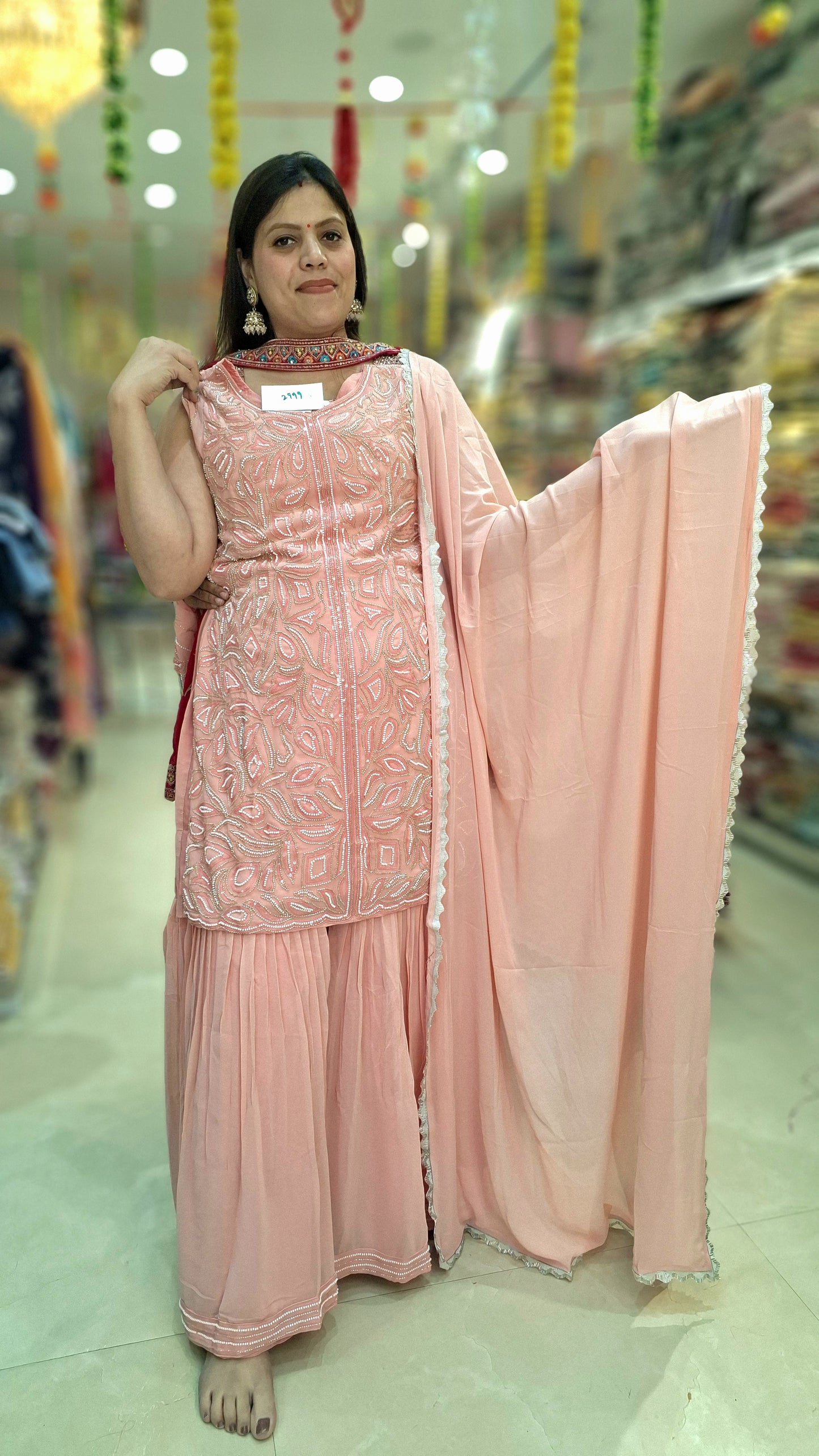 PARTY WEAR DRESS PURE GEORGET WITH HEAVY JAFFA 3 PC DRESS