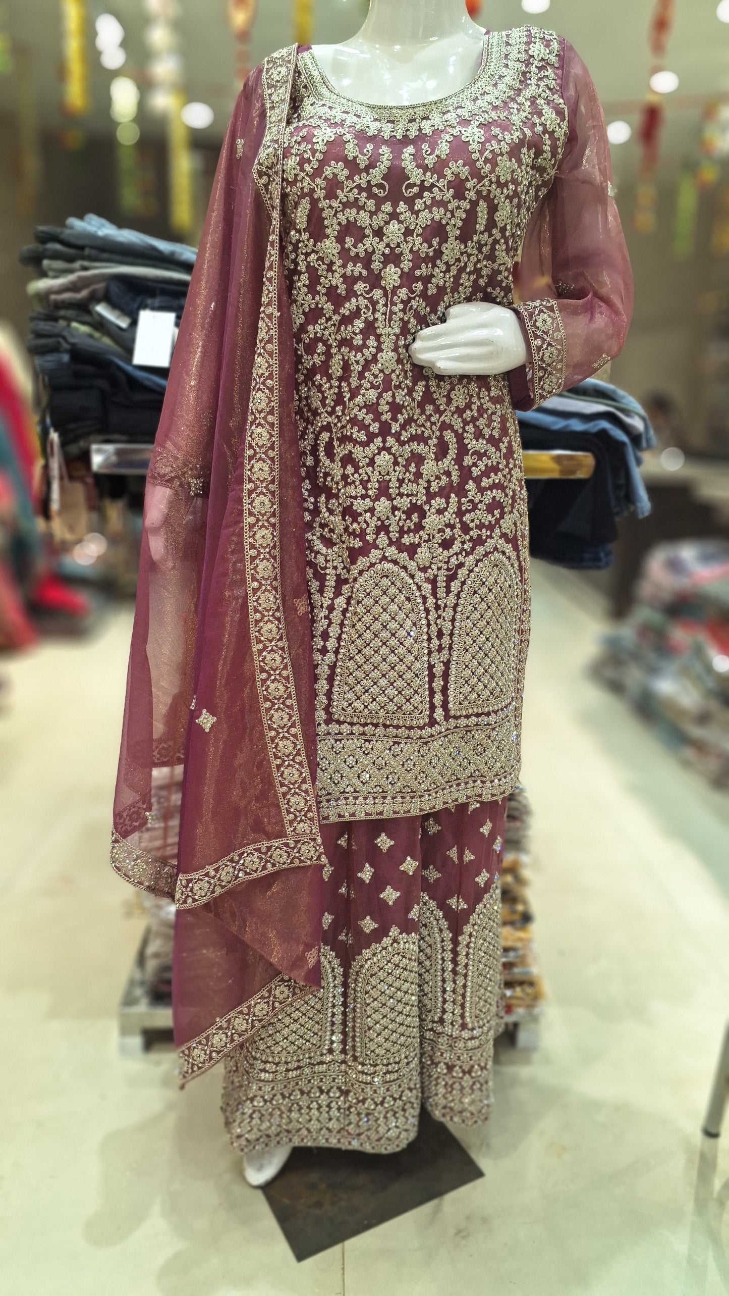 JIMMY CHU SHAHA TILLA WORK WITH JAFFA PARTY WEAR SUIT
