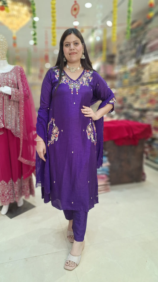 PREMIUM SILK PARTY WEAR A LINE SUIT
