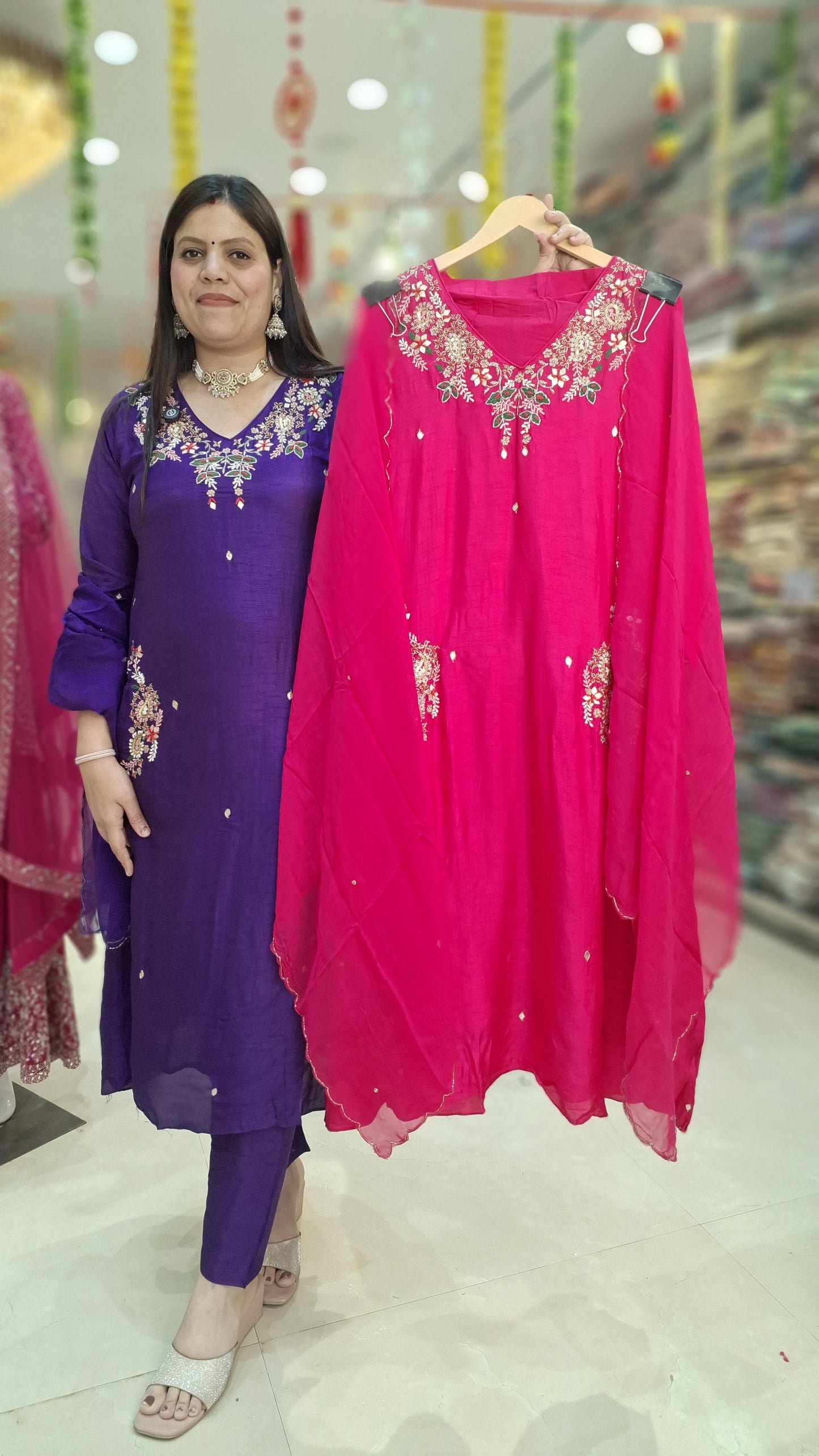 PREMIUM SILK PARTY WEAR A LINE SUIT