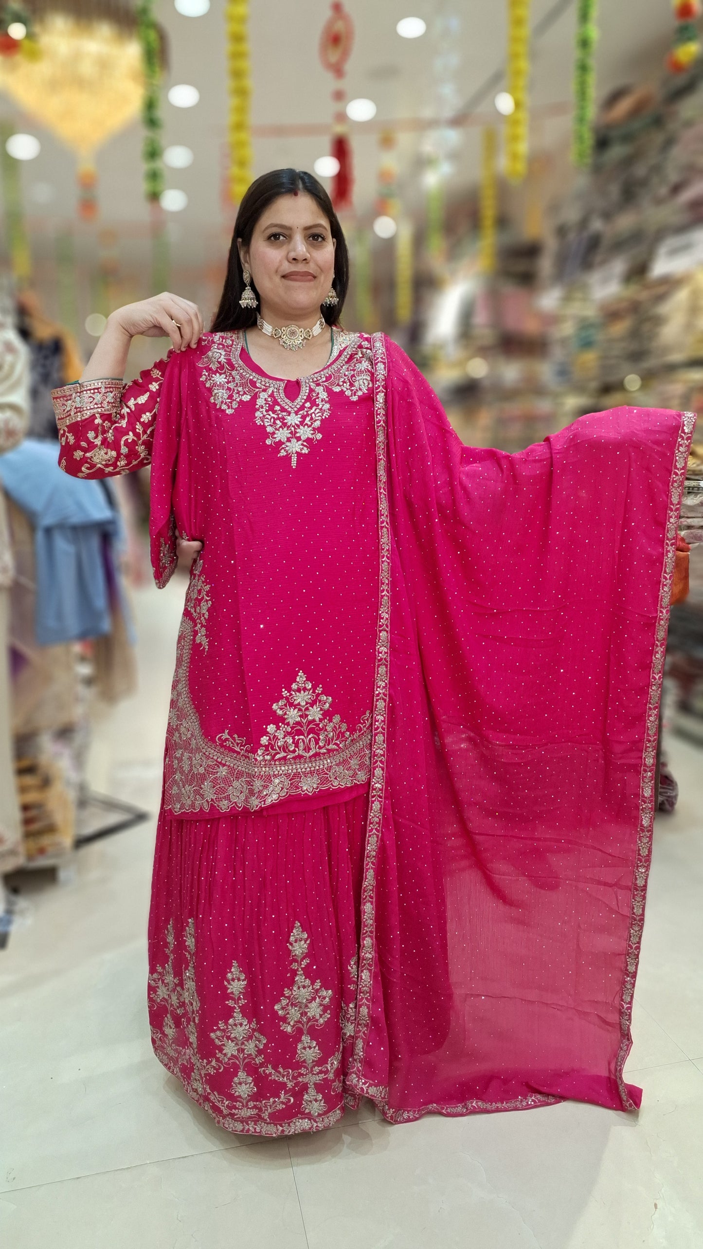 HOT PURE CHINON GOLDEN TILLA WORK HEAVT DUPPTA WITH LEHNGA SUIT