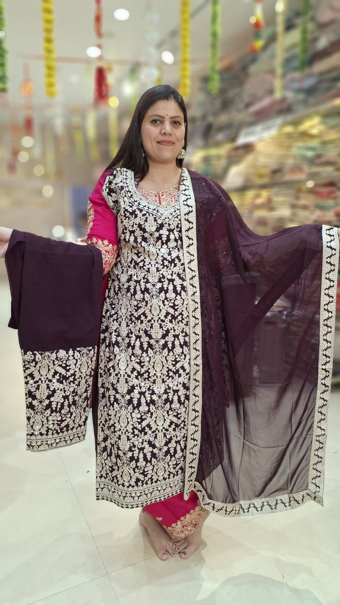 WEDING WEAR FULL MIRROR AND TILLA WOTH WITH PLAZZO DESIGN