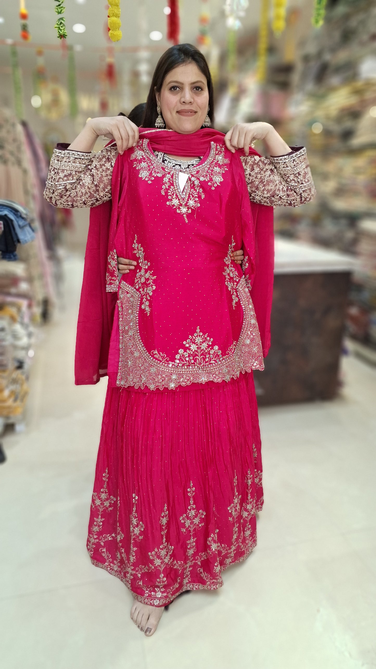 KURTI WITH LEHNGA MUKASH AND PEARL HANDWORK PARTY WEAR