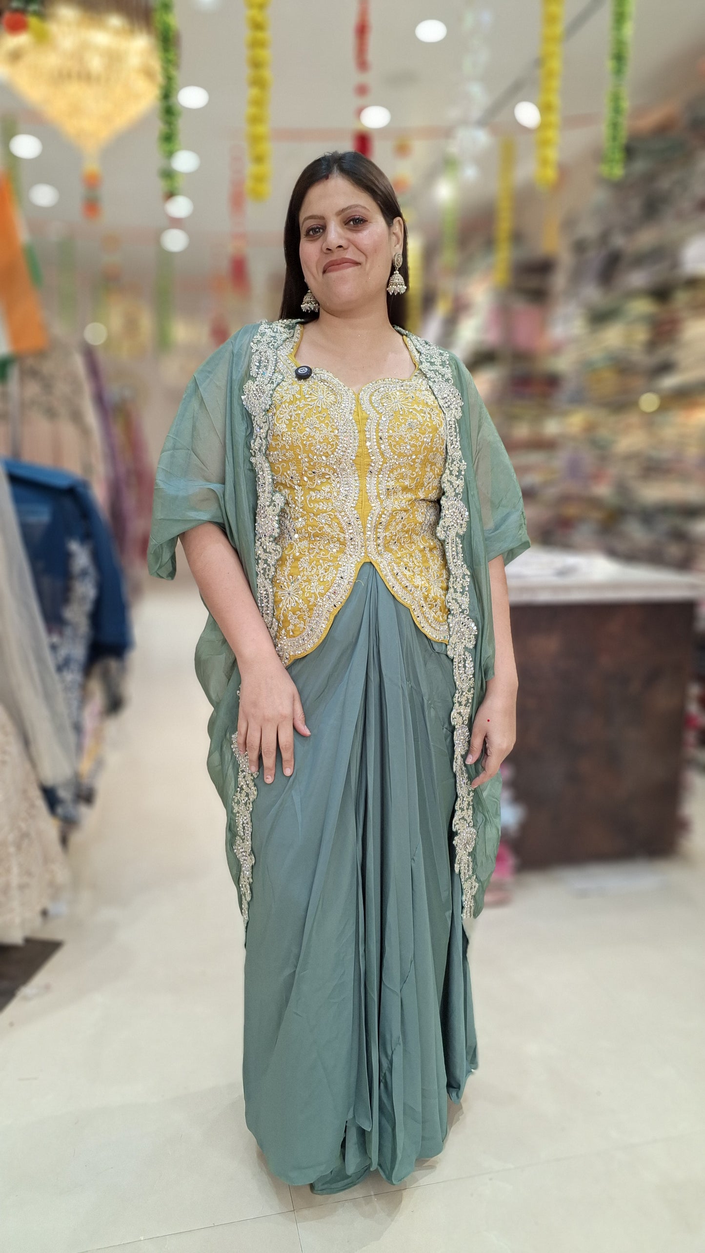 PREMIUM SILK CAPE WITH DHOTI STYLE SKIRT 3 PC SET