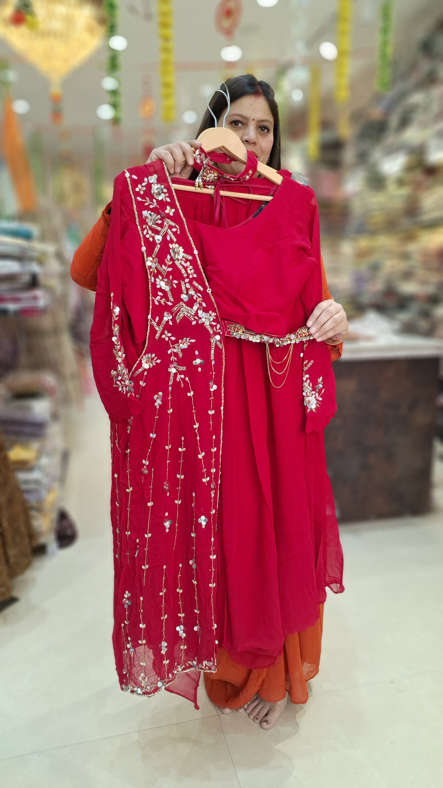 WEDING WEAR PURE GEORGET PEARL WORK LEHNGA SAREE