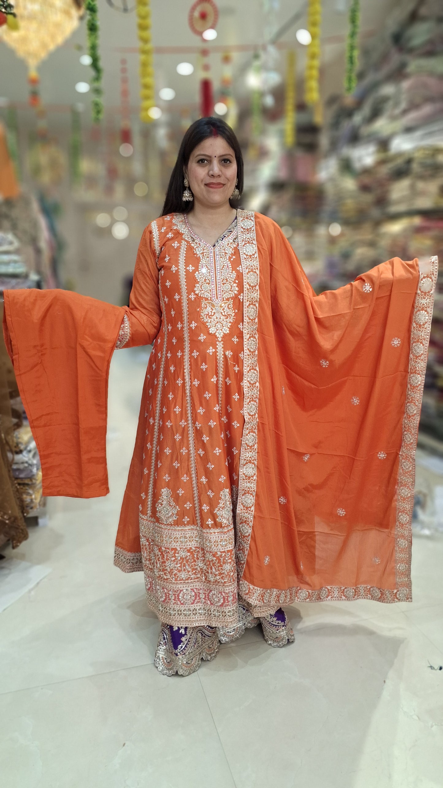 PURE CHINON TILLA AND SIPI WORK NECK AND SHIRT DESIGN ANARKALI
