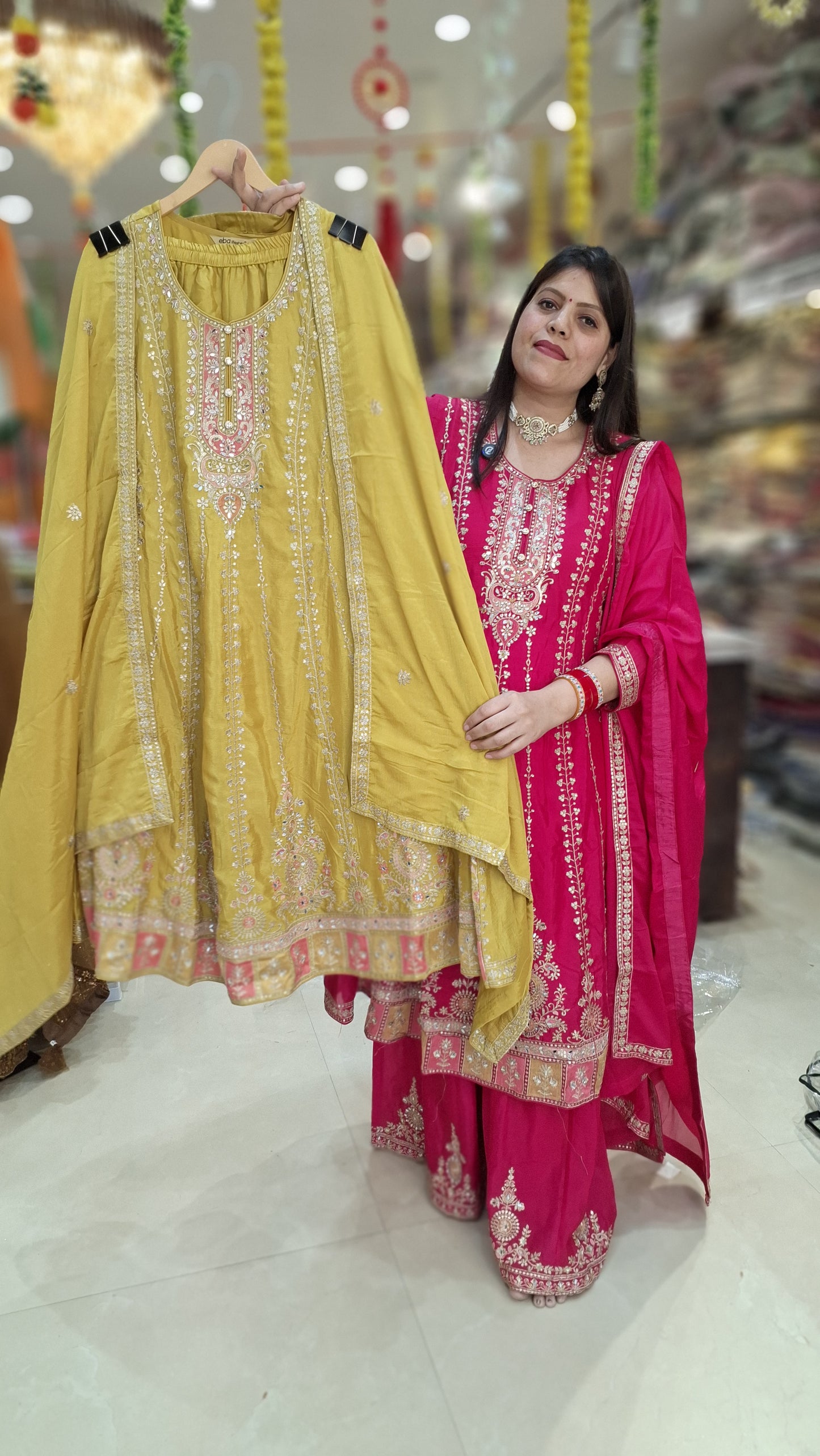 PURE CHINON PATCH TIILA WORK WITH ANARKALI