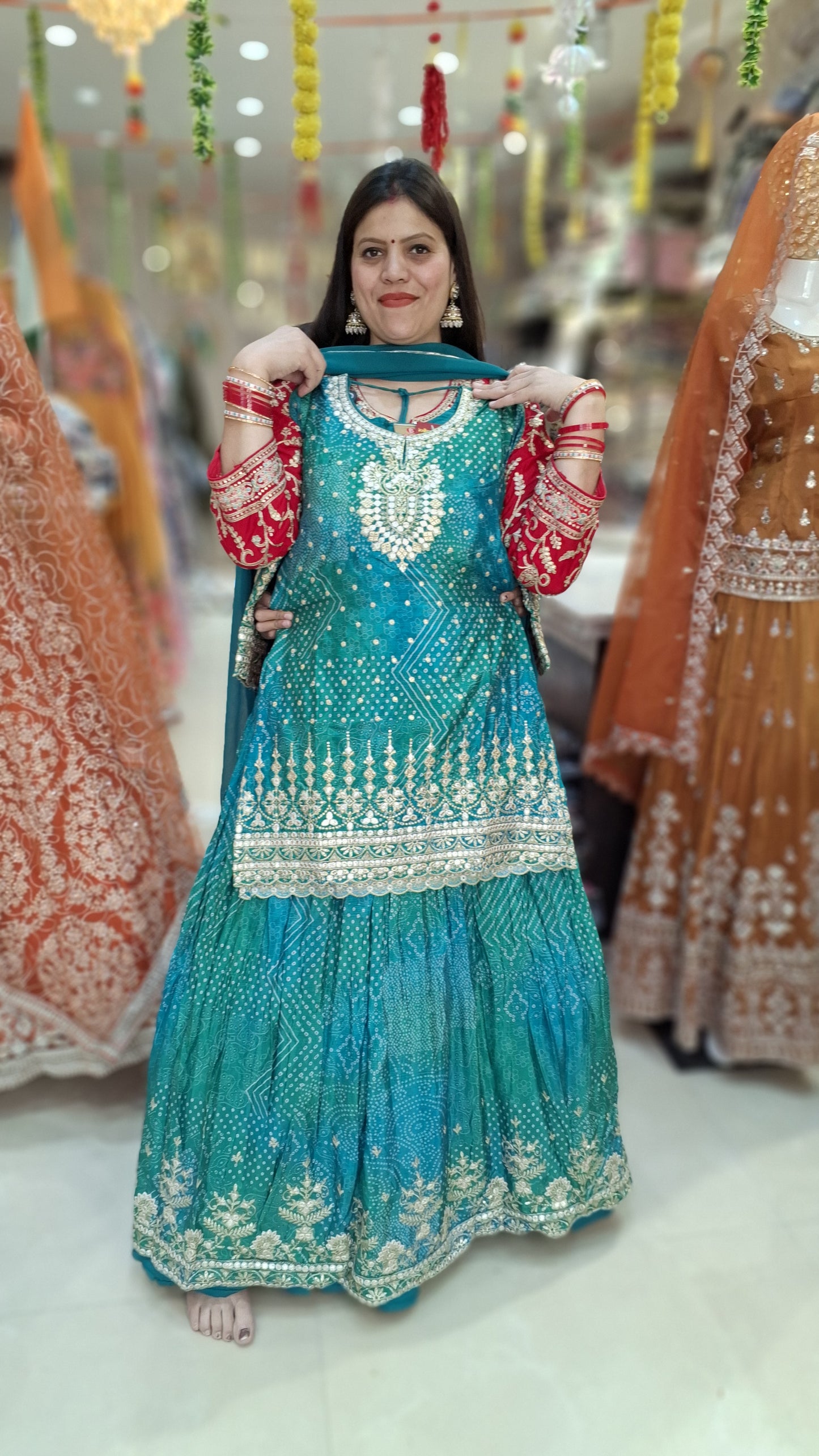 PURE CHINON SILK GOTA PATTI WORK 3 PC SUIT