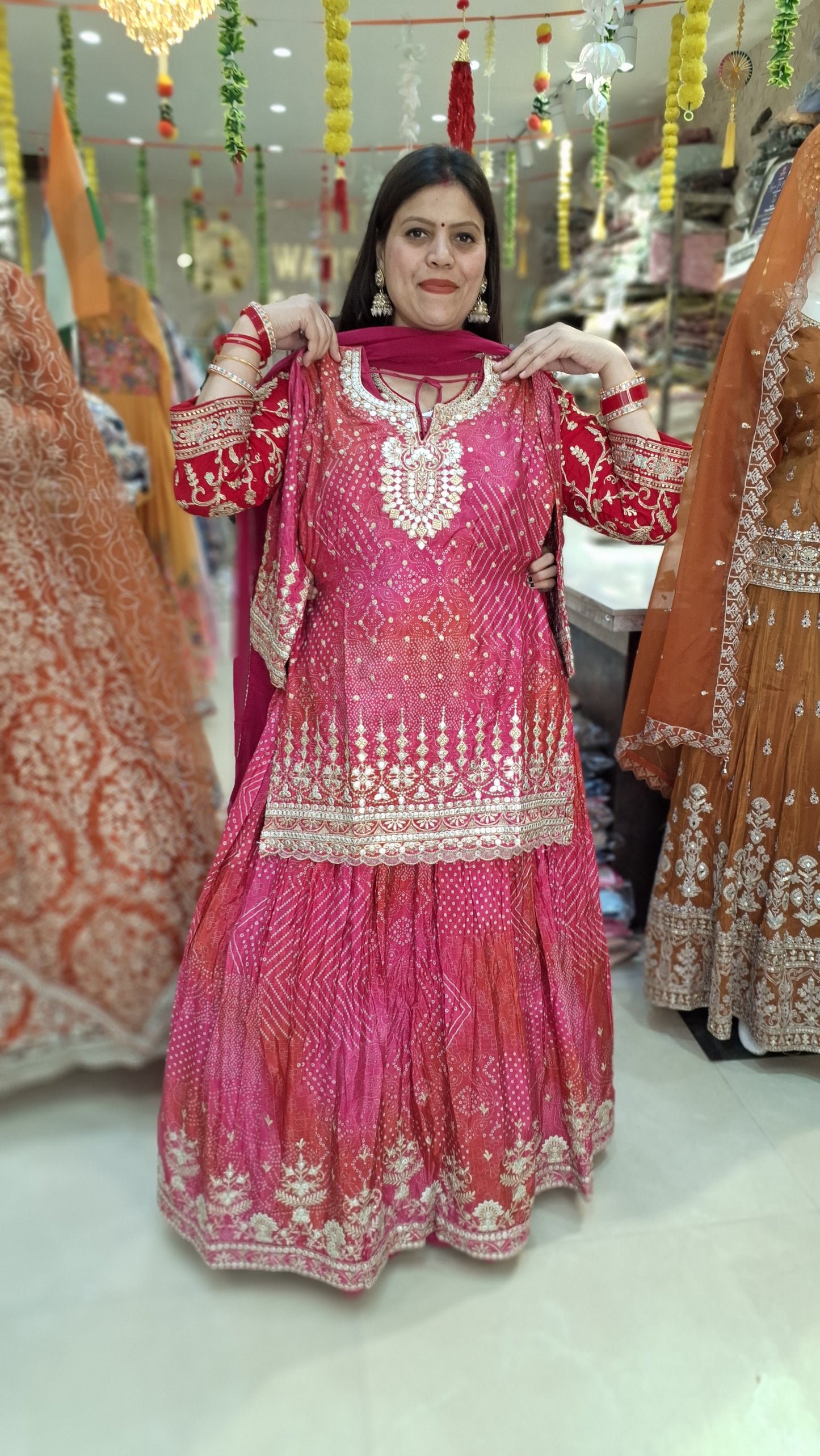 PURE CHINON SILK GOTA PATTI WORK 3 PC SUIT