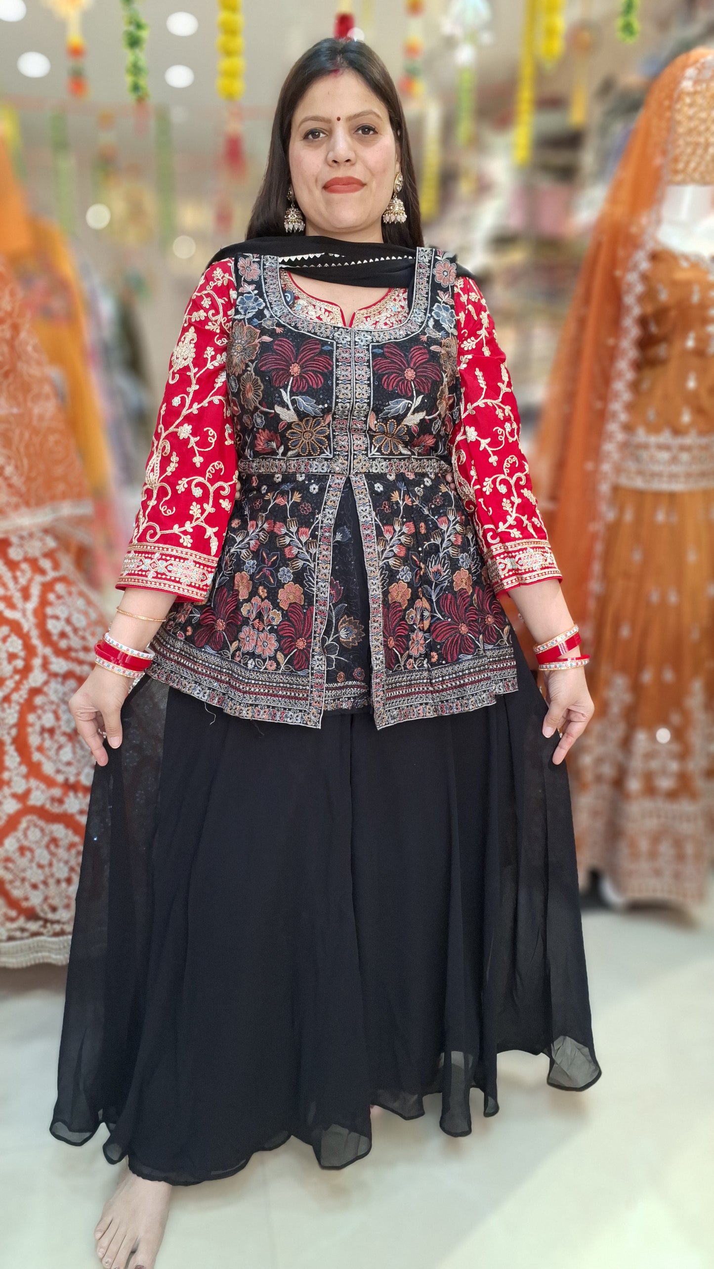 PURE GEORGET SHORT KURTI WITH FULL FLAIR JAFFA