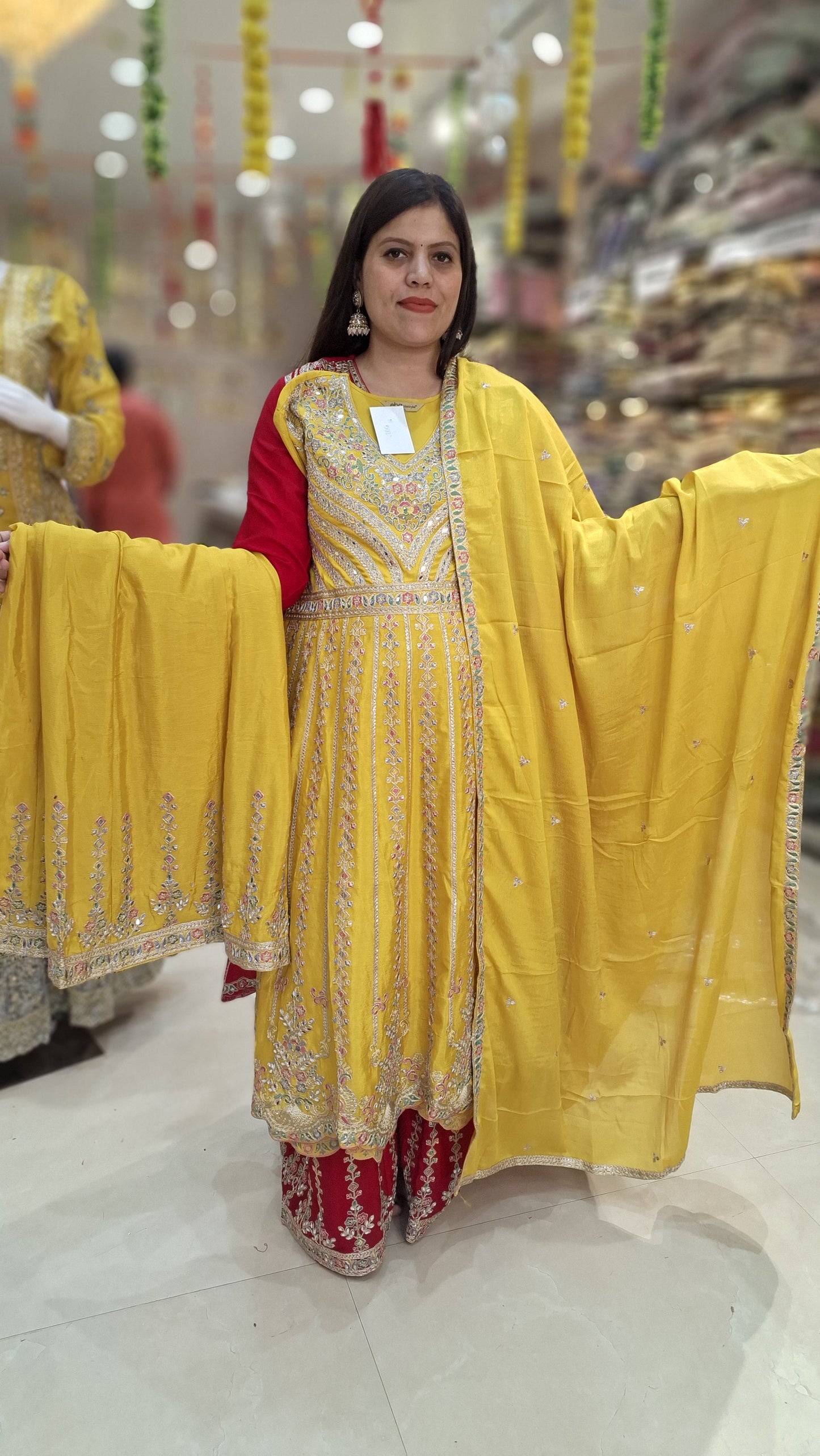 PURE CHINON FULL HANDWORK EMBROIDED ANARKALI WITH PLAZO