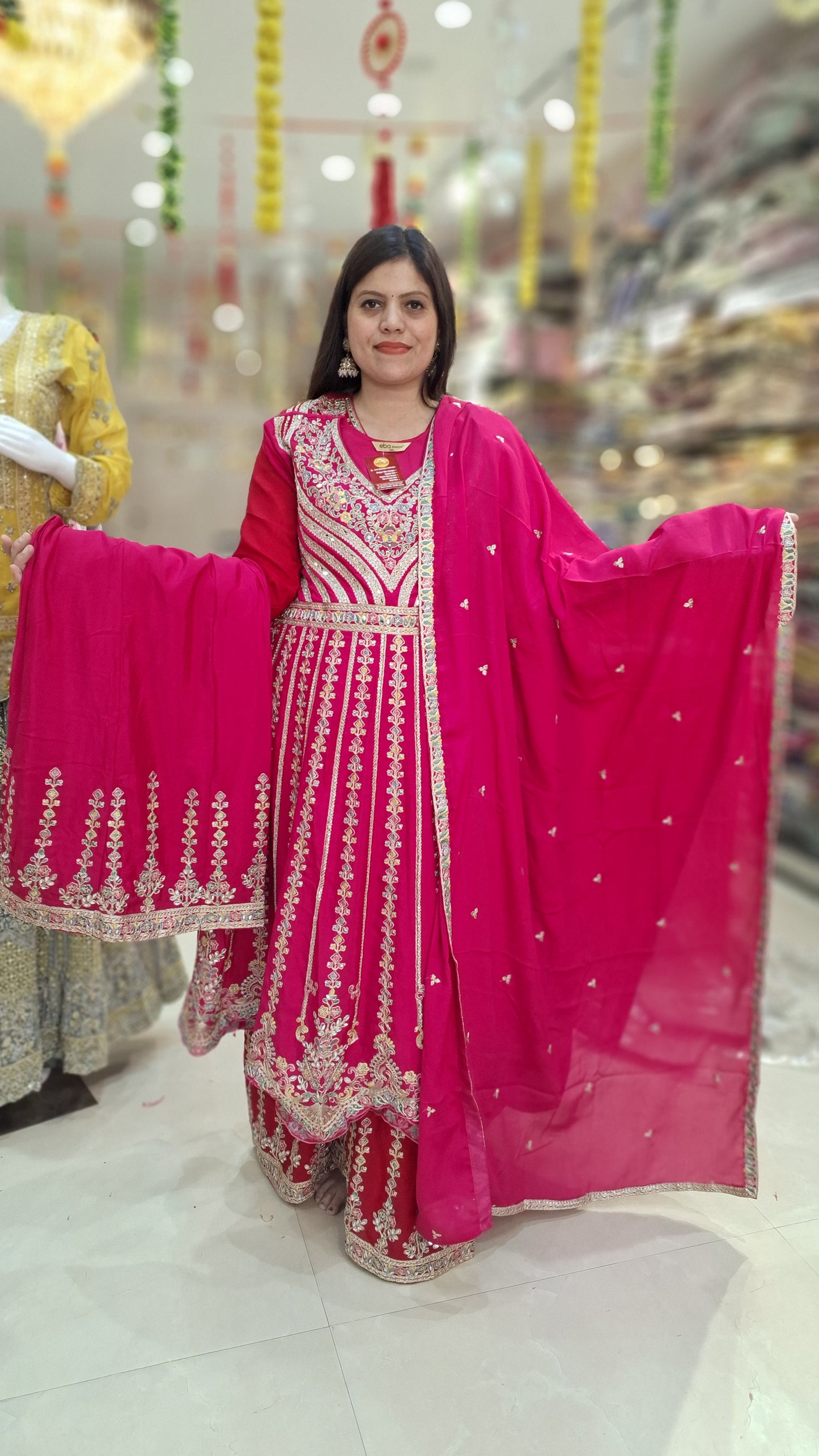 PURE CHINON FULL HANDWORK EMBROIDED ANARKALI WITH PLAZO