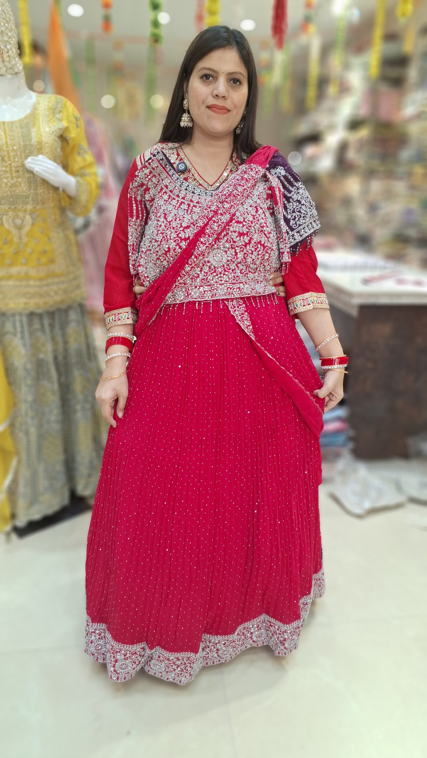 PURE CHINON CHOLI WORK WITH TIILA LEHNGA SARI