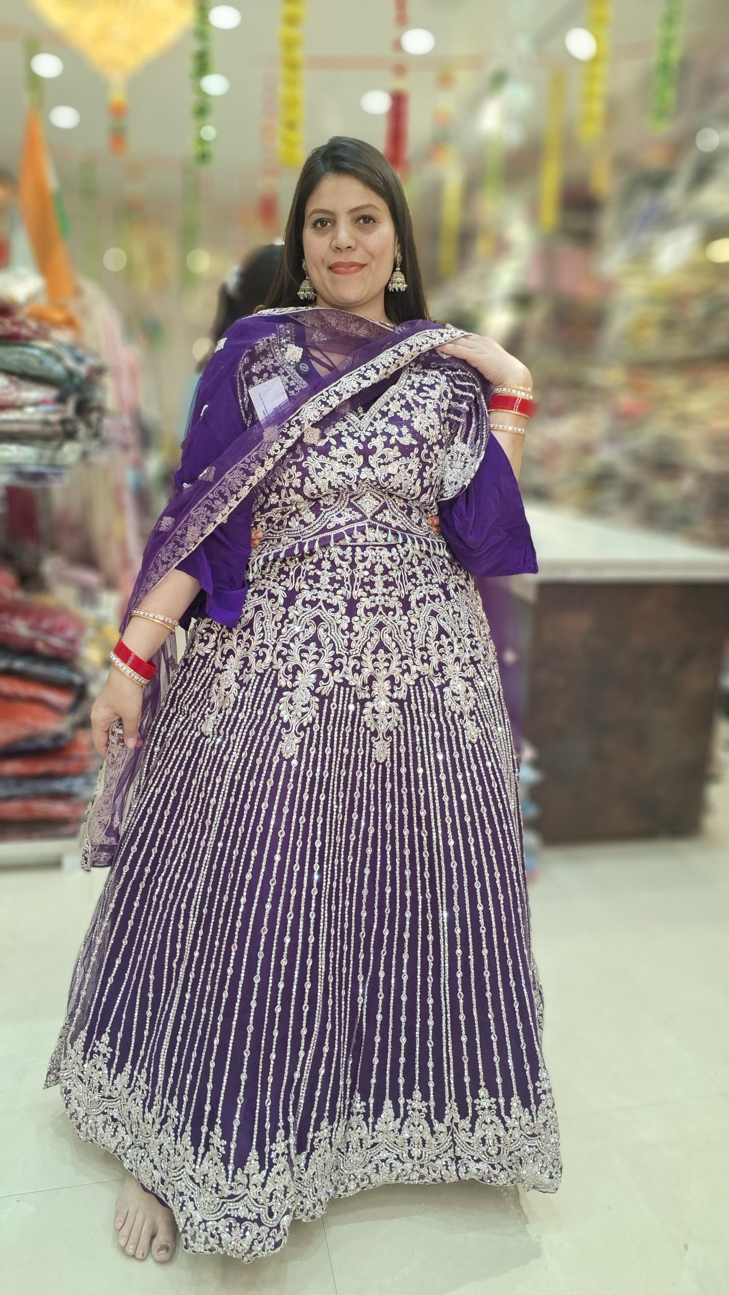 WEDDING WEAR NITED THREAD AND MIRROR WORK HEAVY LEHNGA