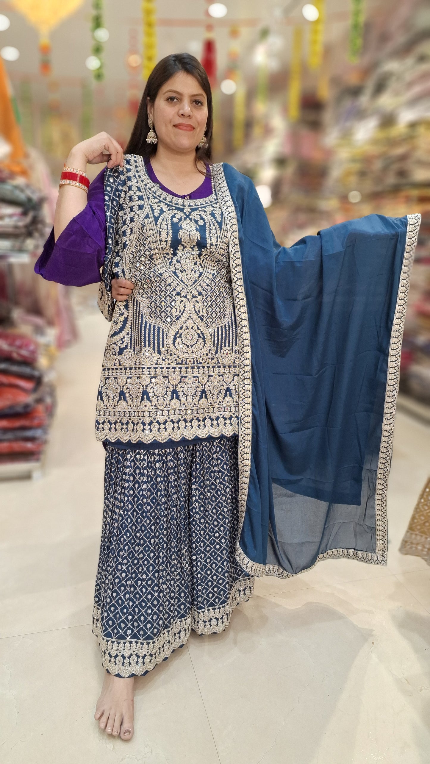 PURE CHINON FULL TILLA WORK 3 PC SHRARA SUIT