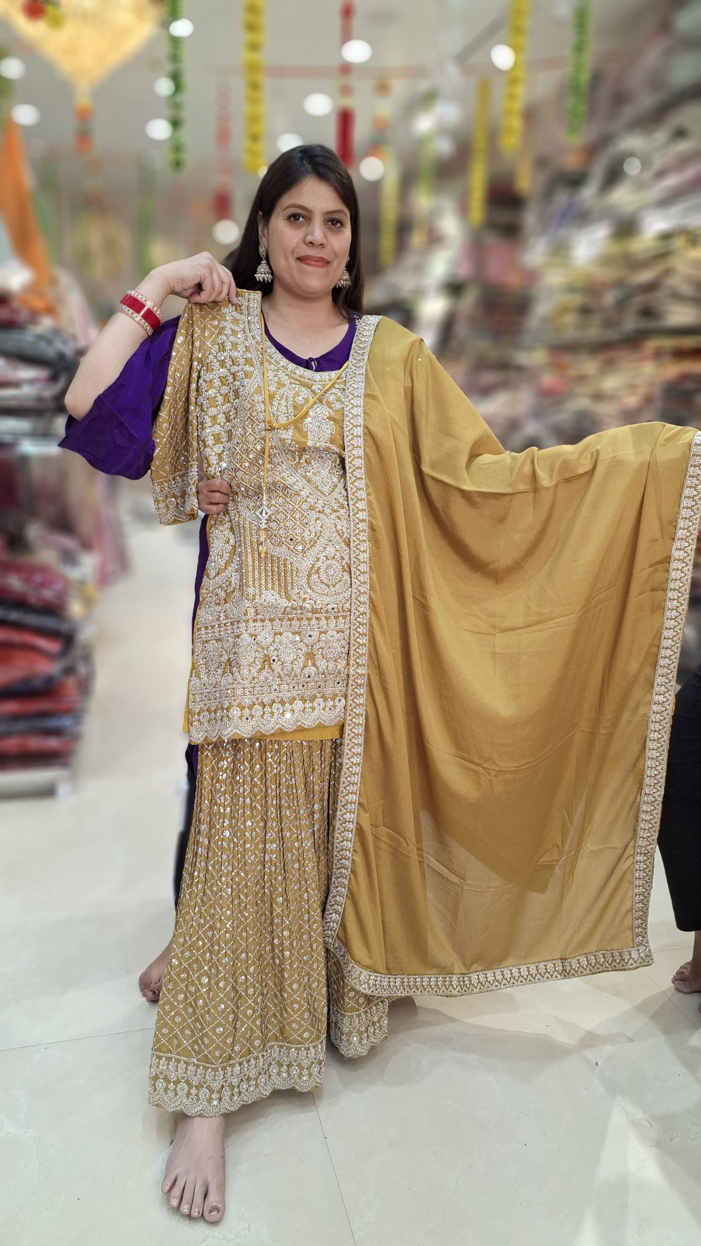 PURE CHINON FULL TILLA WORK 3 PC SHRARA SUIT