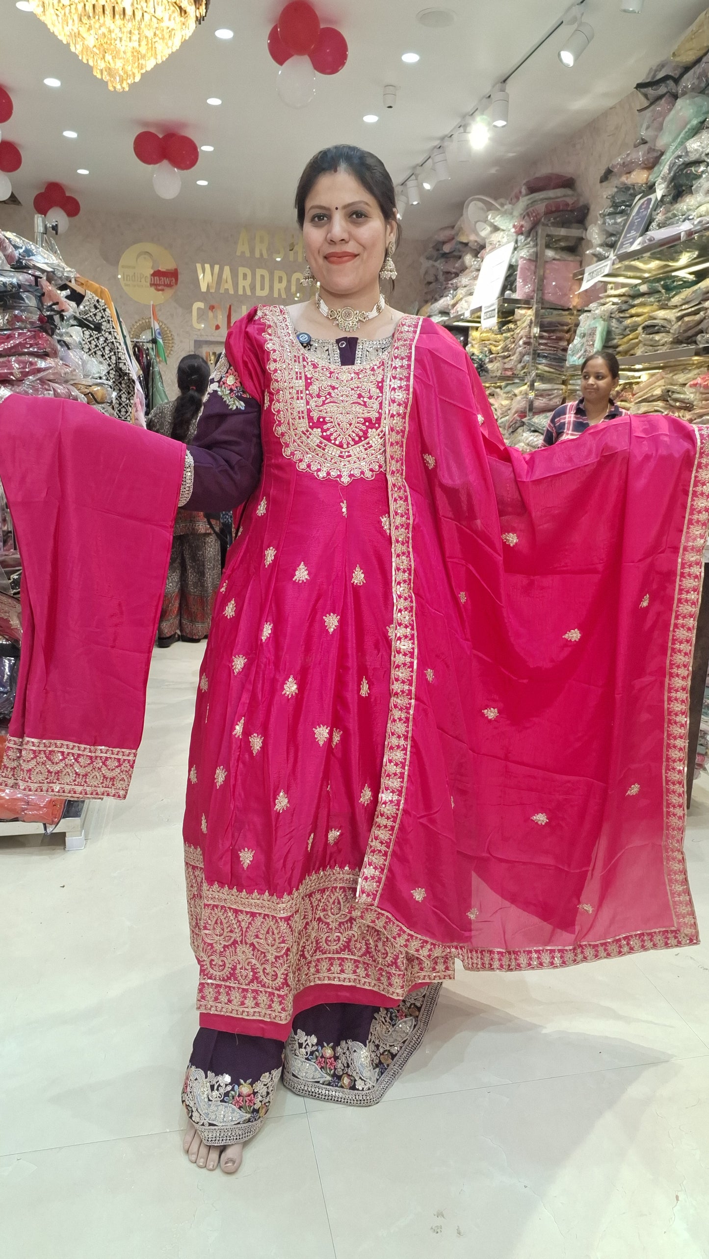 PURE CHINON TILLA WORK NECK BEAUTIFUL ANARKALI
