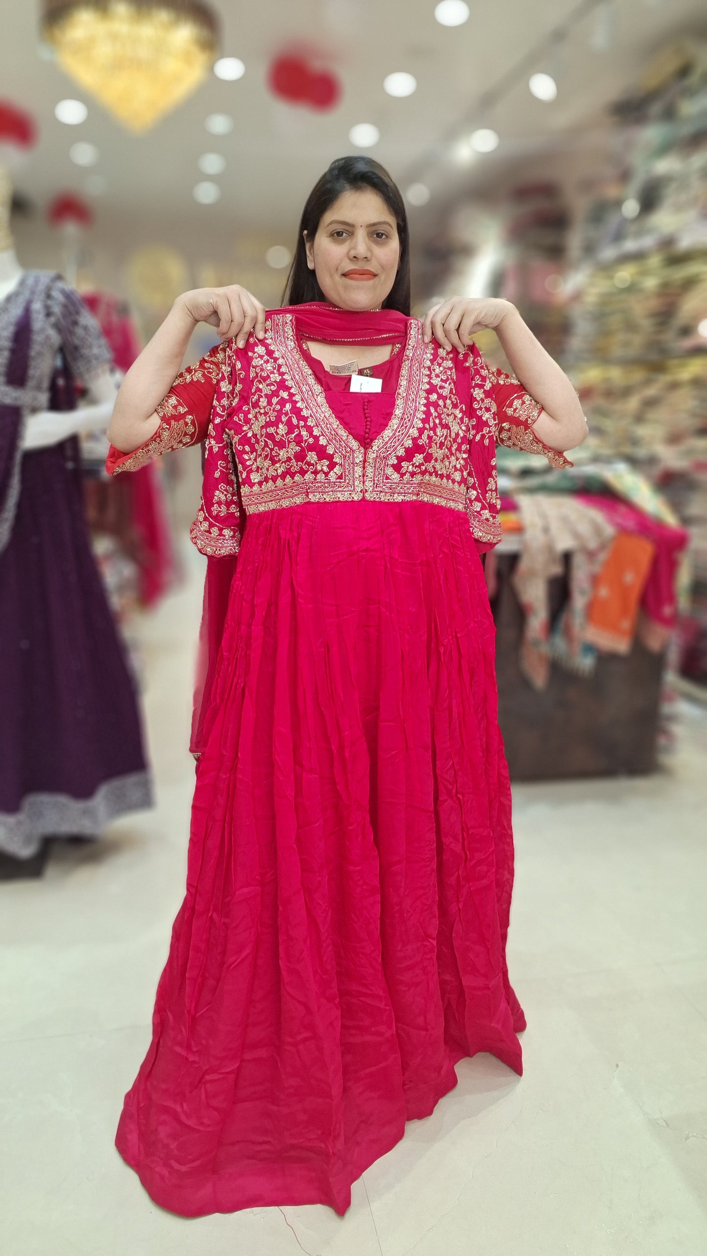 CHINON SILK DESIGN WITH ORIGNAL MIRROR AND TILLA WORK GOWN