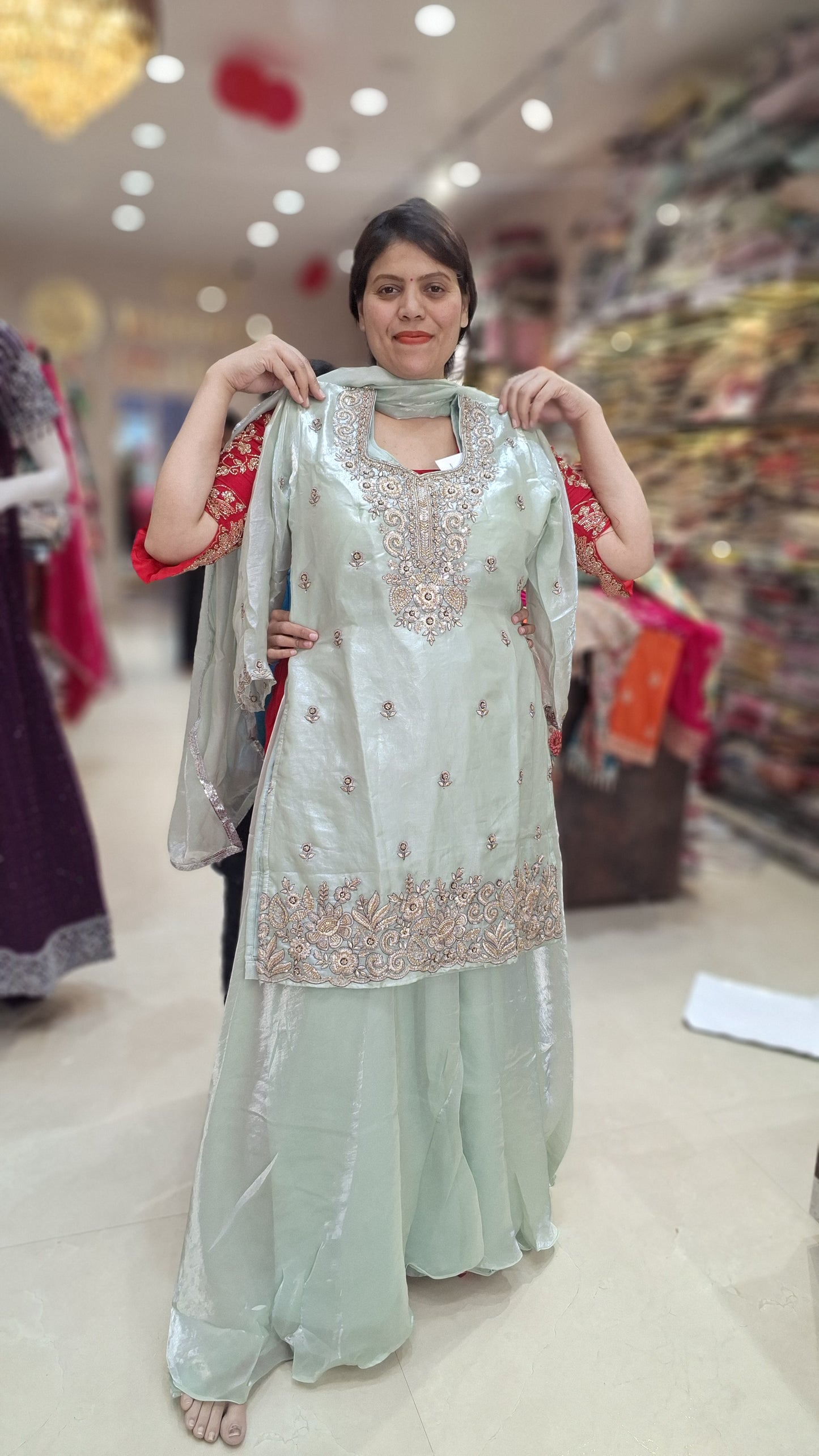 PURE TISSUE DESIGN WITH GOLDEN COLOR TILLA WORK WITH JAFFA 3 PC SUIT