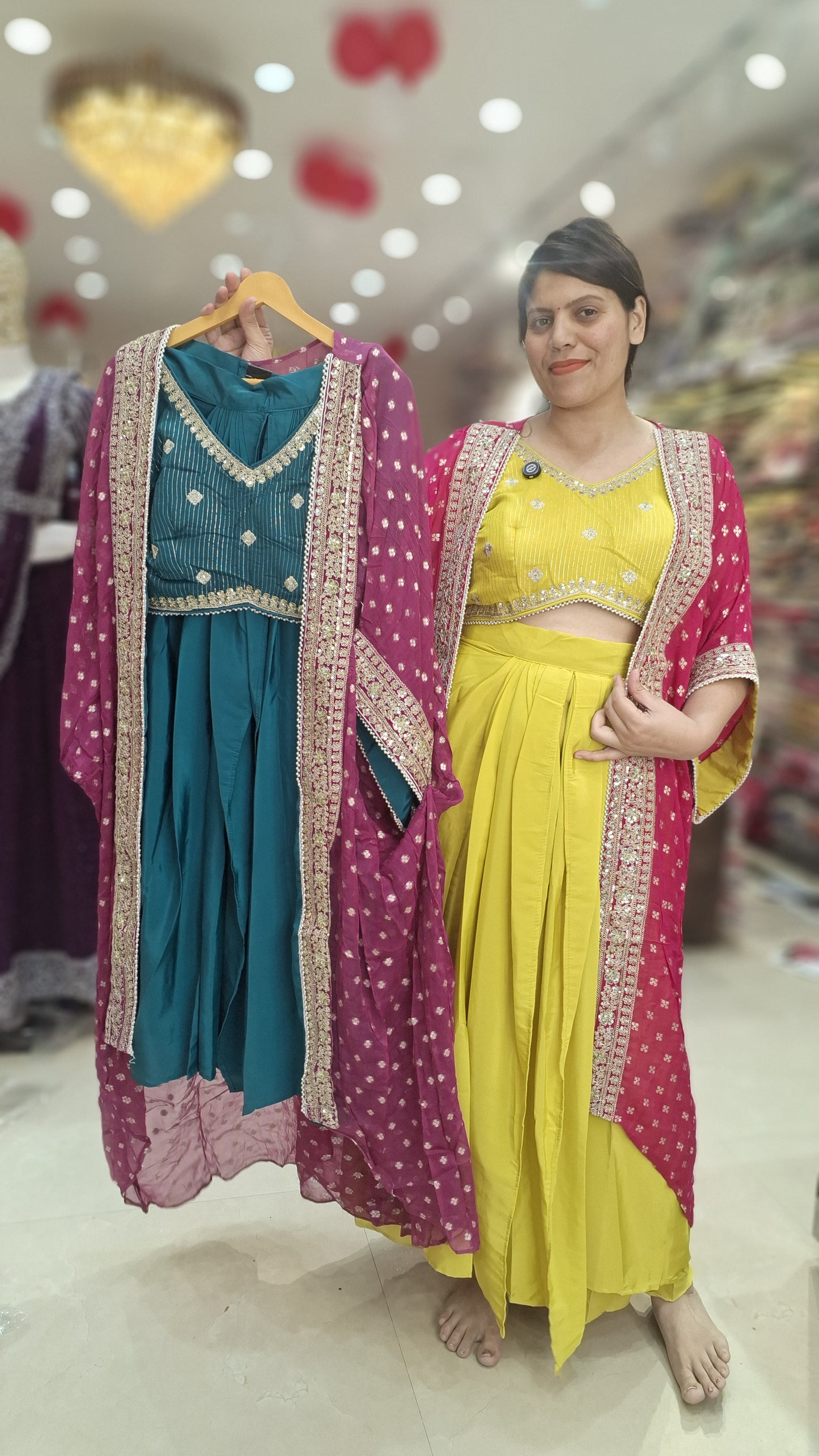 STUNNING 3 PEACE PARTY WEAR DHOTI STYLE DRESS WITH CAPE