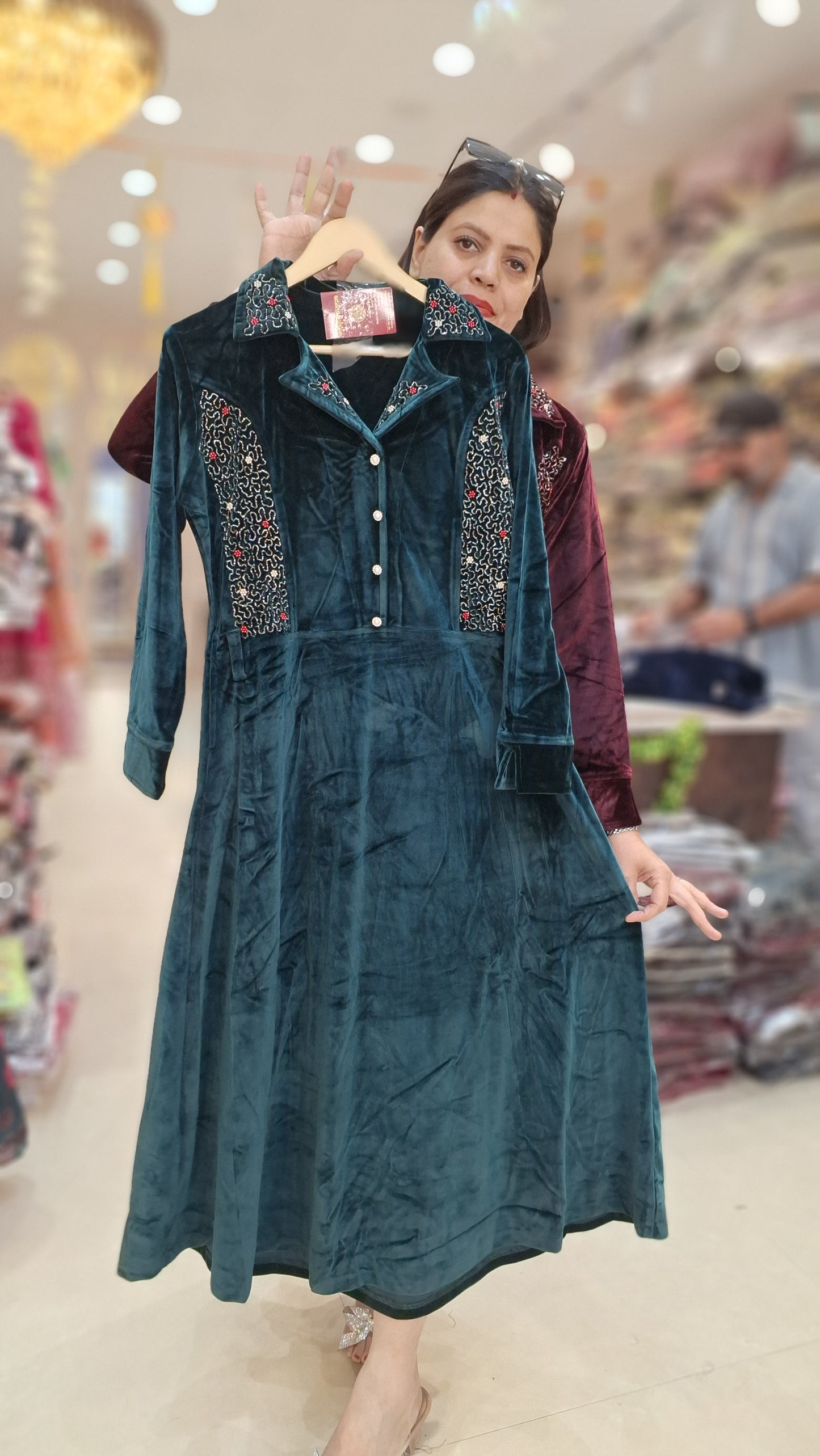 BEAUTIFUL JAKET DESIGN VELVET DRESS