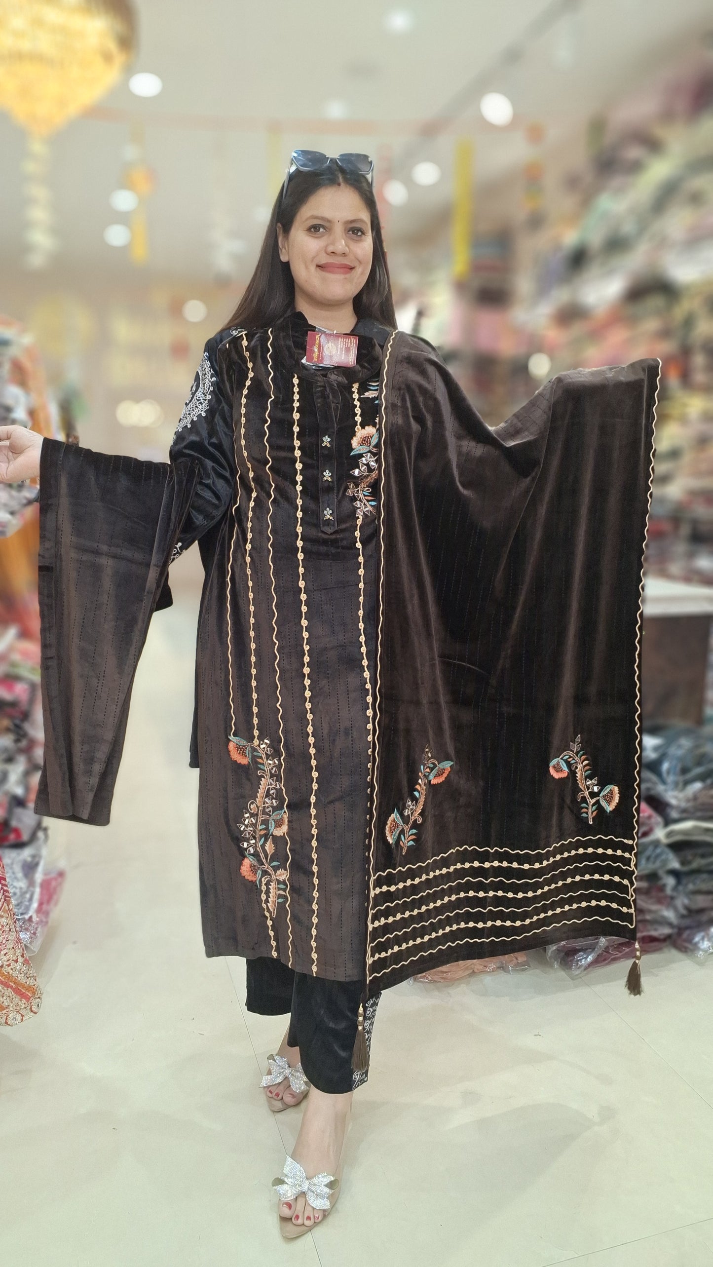 PREMIUM VELVET HANDWORK EMBROIDED WITH DUPPTA SUIT