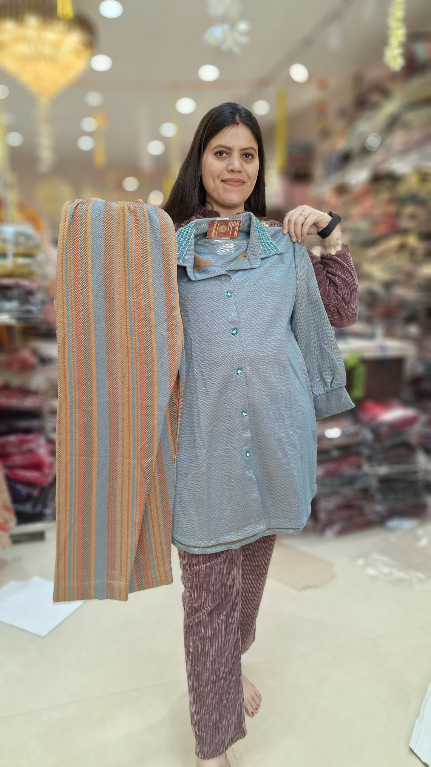 PLUS SIZE MULTI COLURED WOOL CORDSET