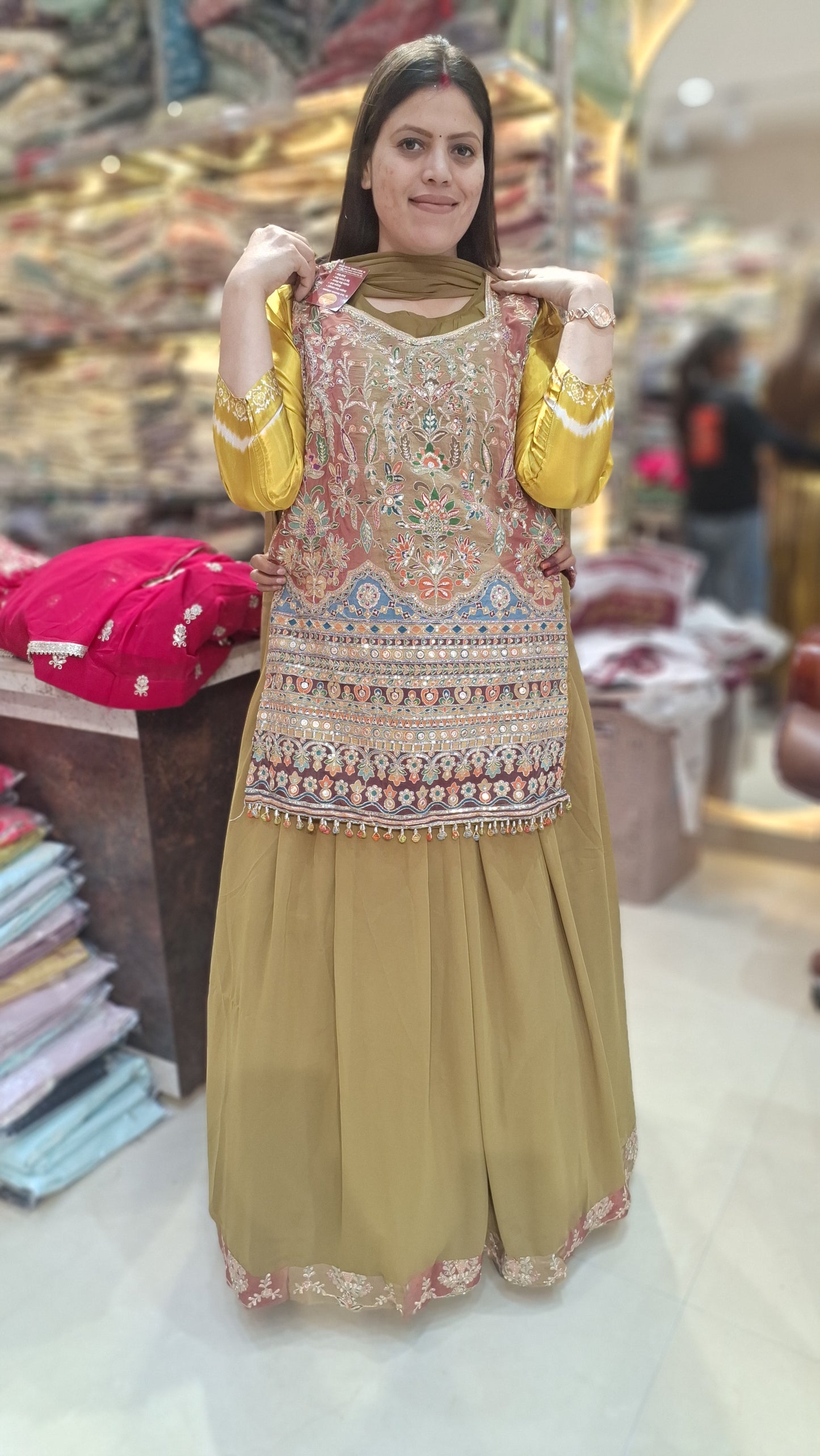 MEHNDI FULL TILLA AND SIPPI WORK LEHENGA