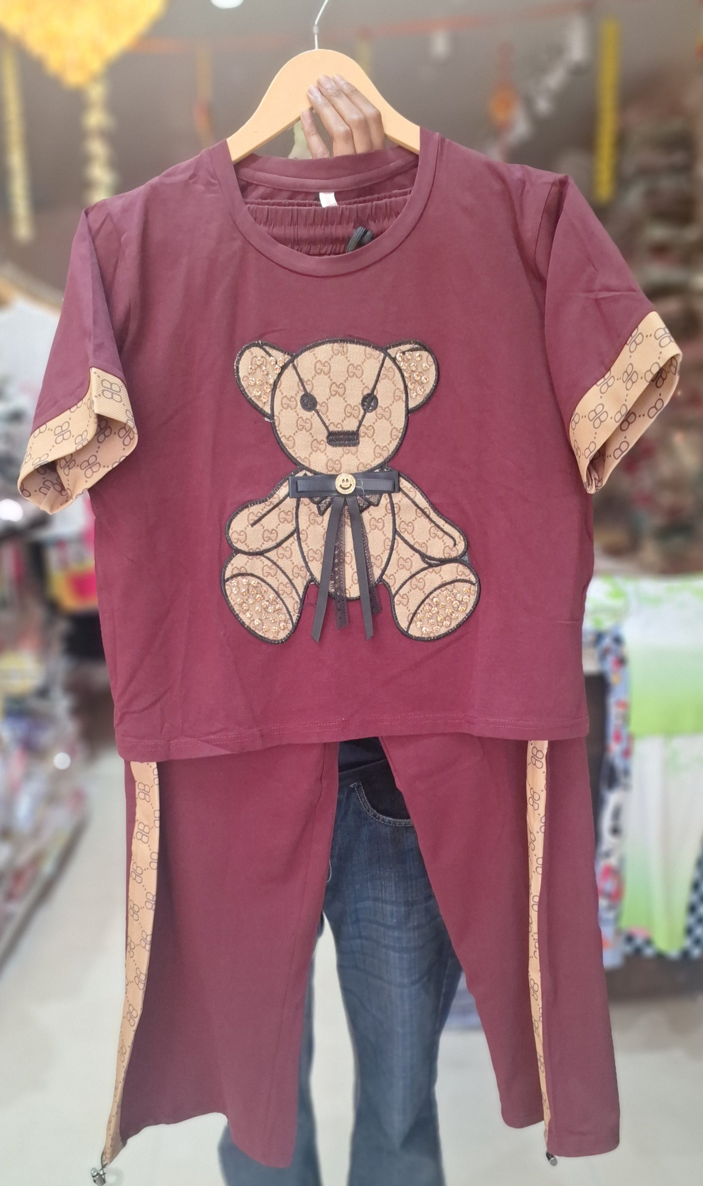 WINE TEDDY DESIGN CORDET