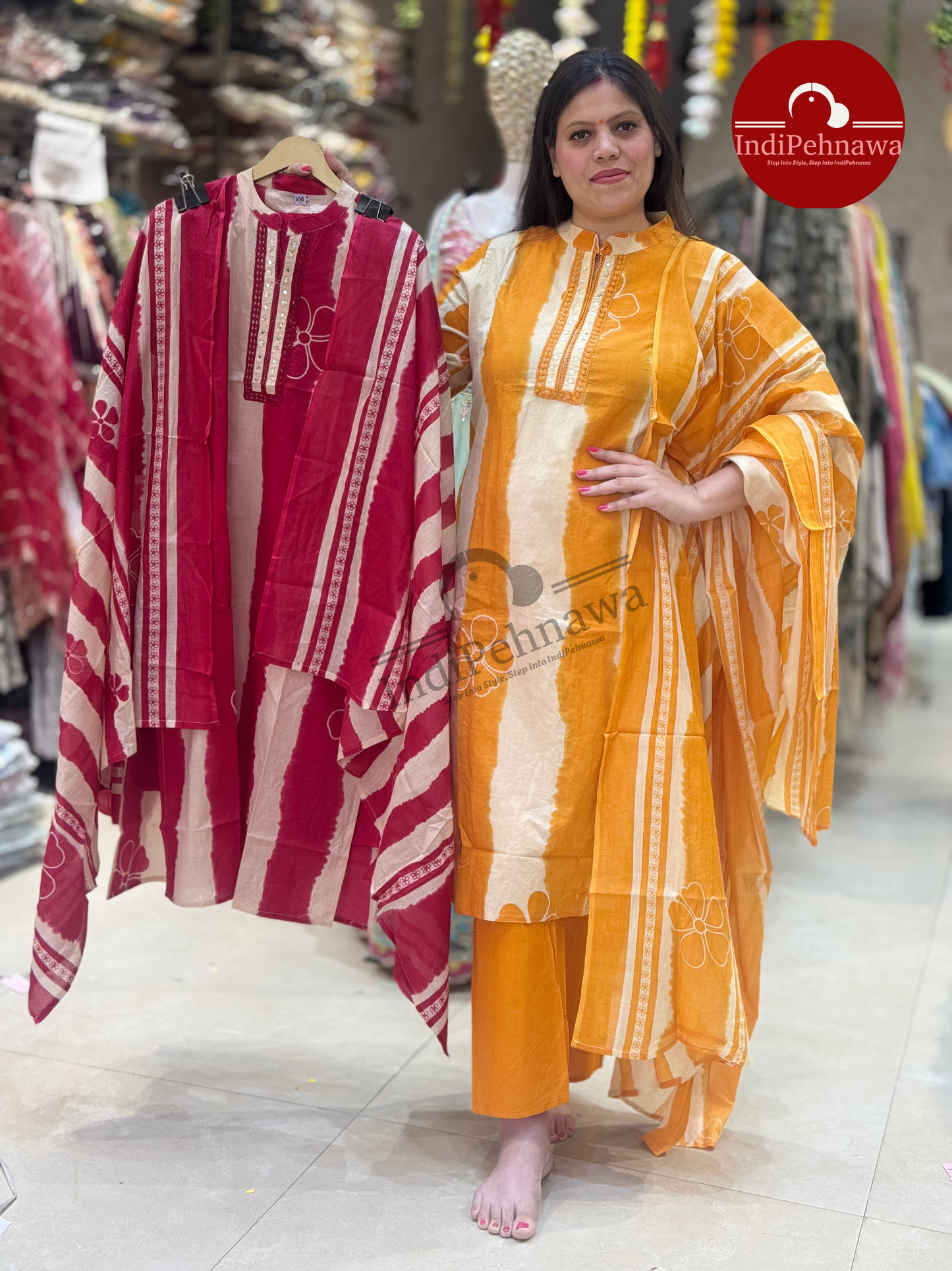 TIE AND DIE FLORAL COTTON SUIT