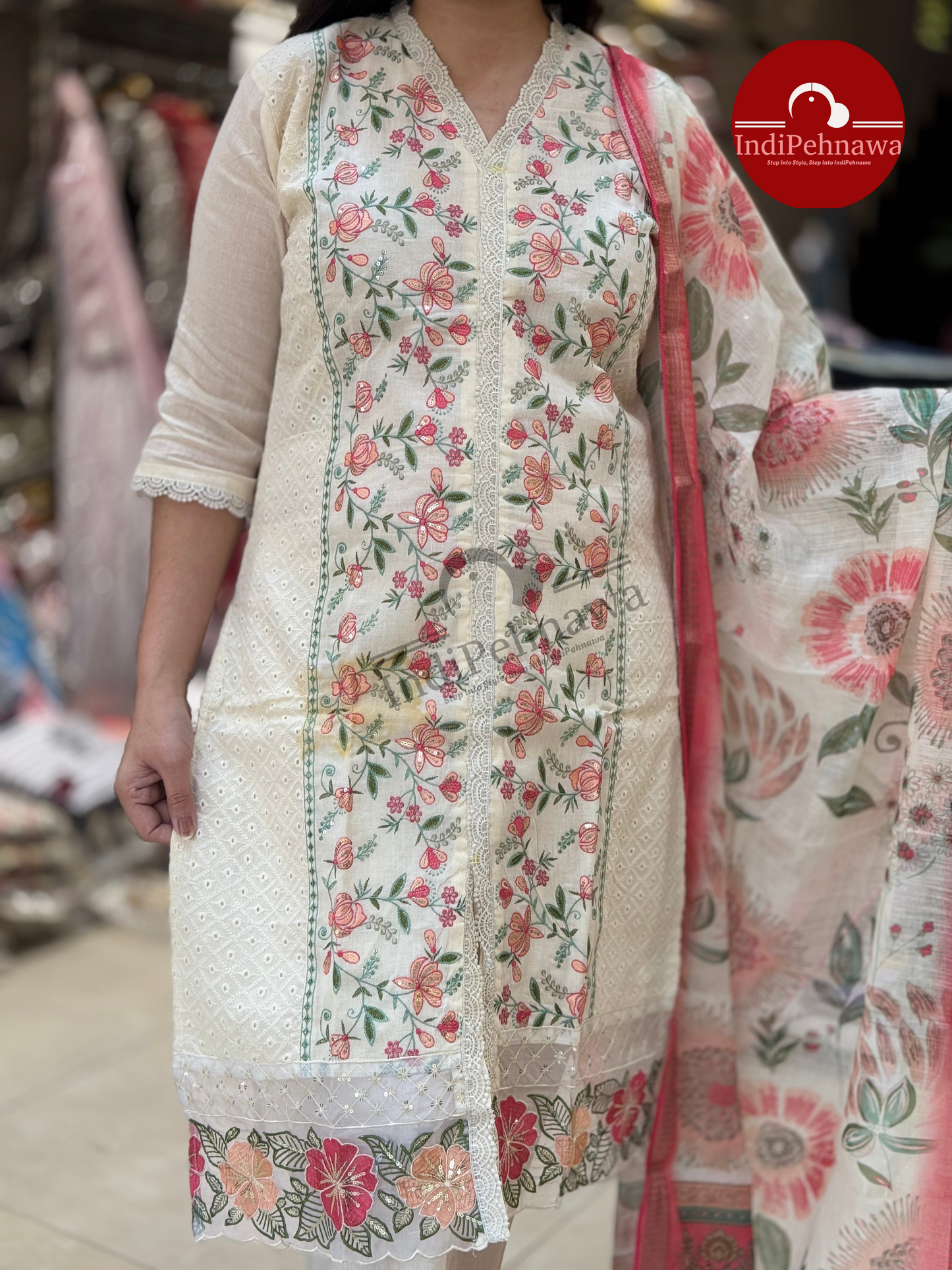 Threaded Elegance: Handwork Embroidered Suit Set