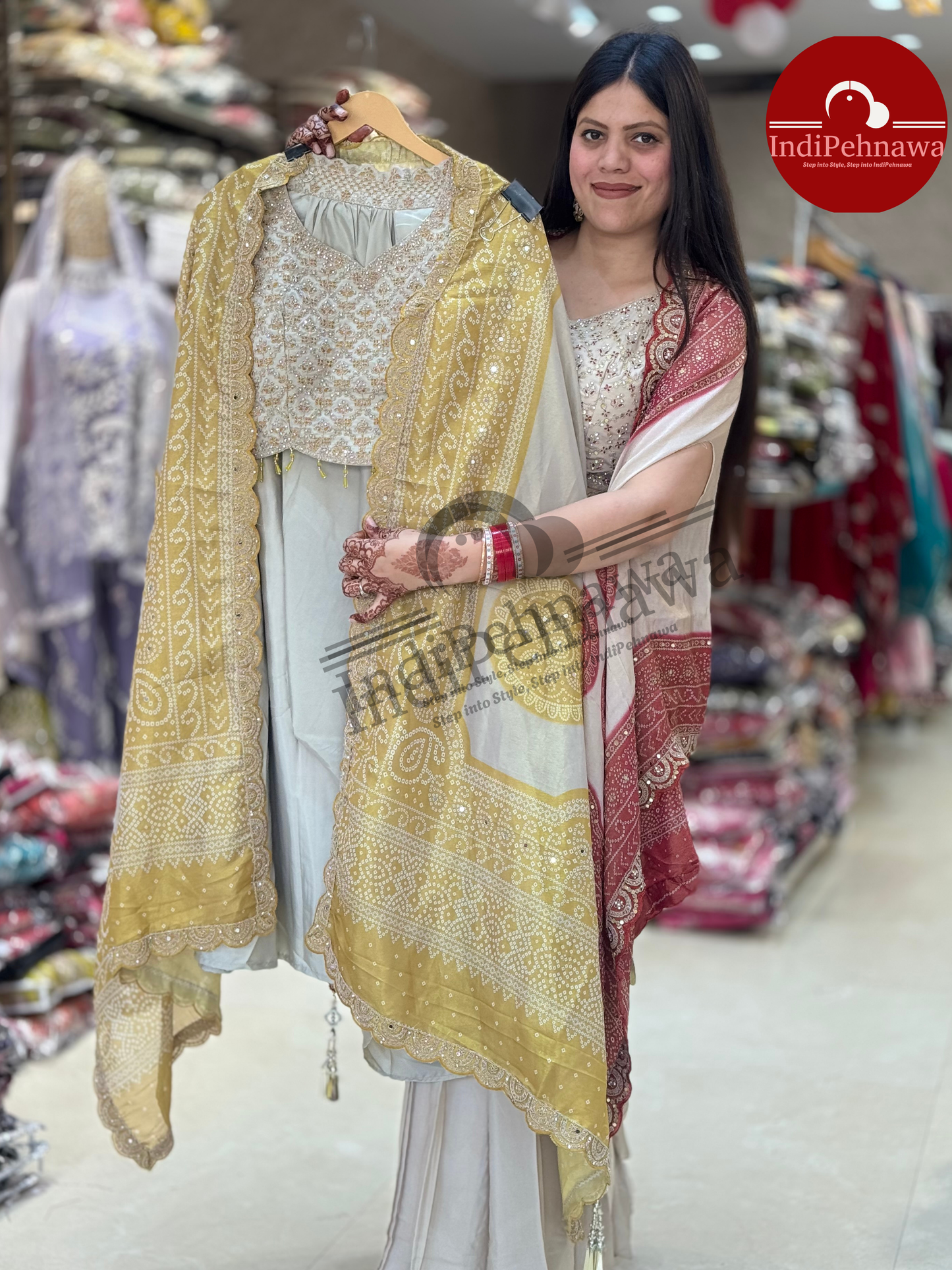 DESIGNER CAPE DRESS WITH PREMIUM CRAPE CAPE WITH HAND WORK