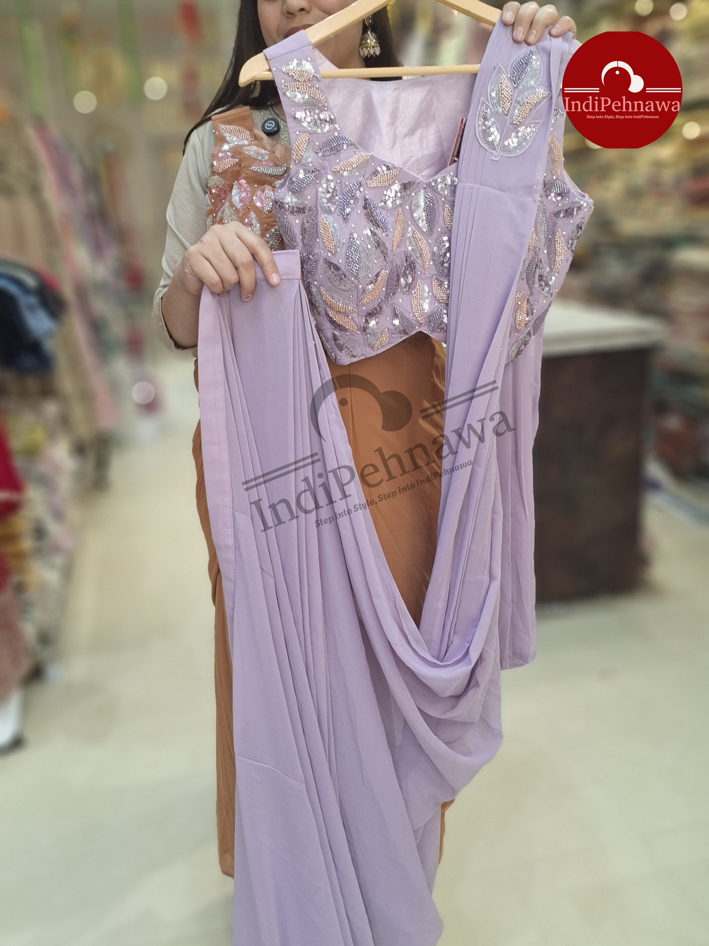 GEORGETE SAREE WITH SIPPY WORK BY INDIPEHNAWA (OAPL0145)
