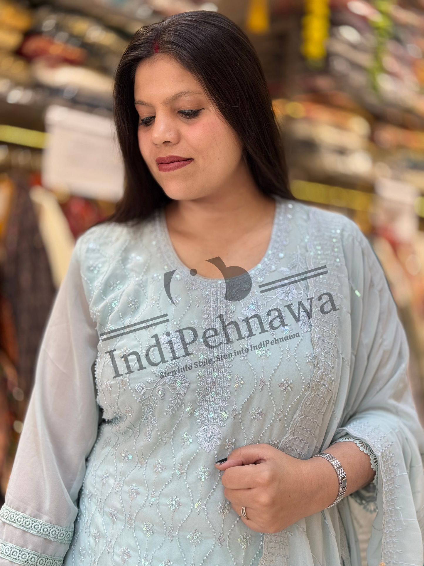 Exquisite Full Thread Work Chiffon Georgette Suits – Indipehnawa