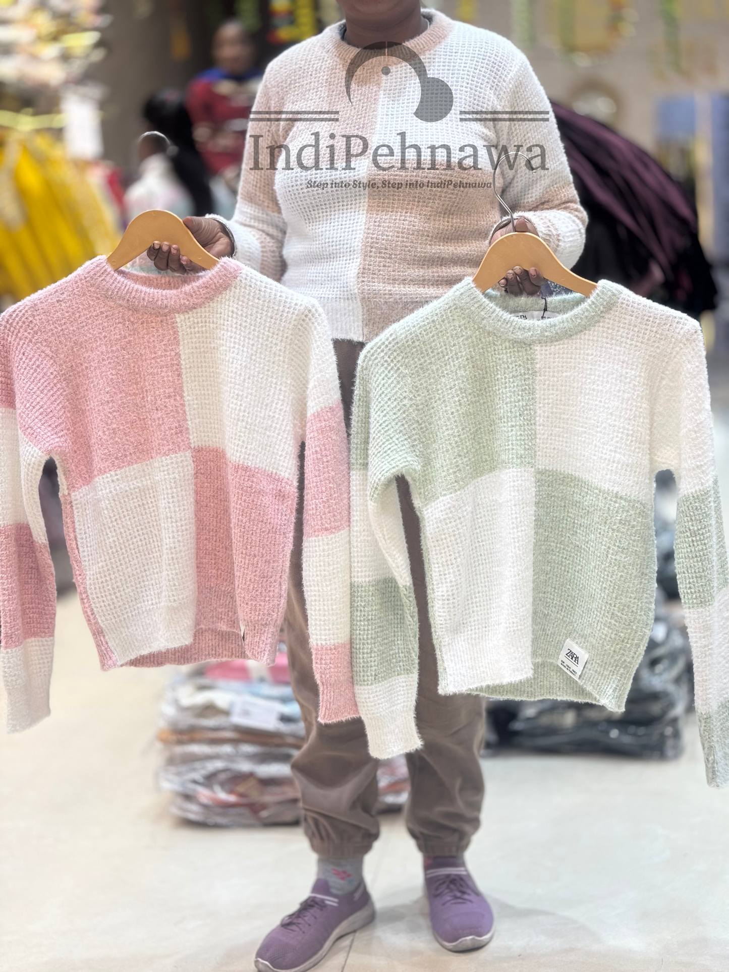 Colorful Women's Woolen Knit Hairwool Top – Cozy & Stylish