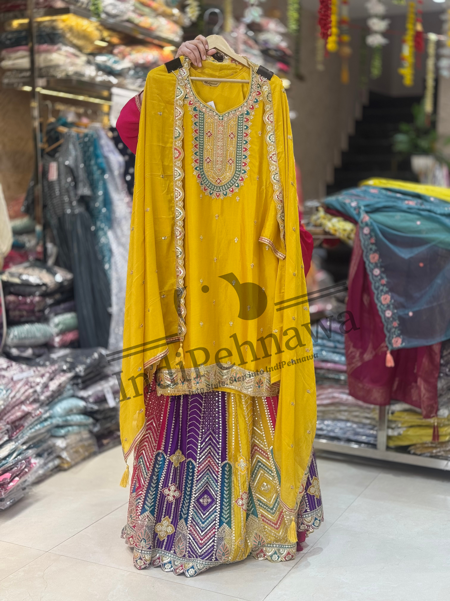 Vibrant Multi-Color Lehenga with Kurti – Elegant Ethnic Wear