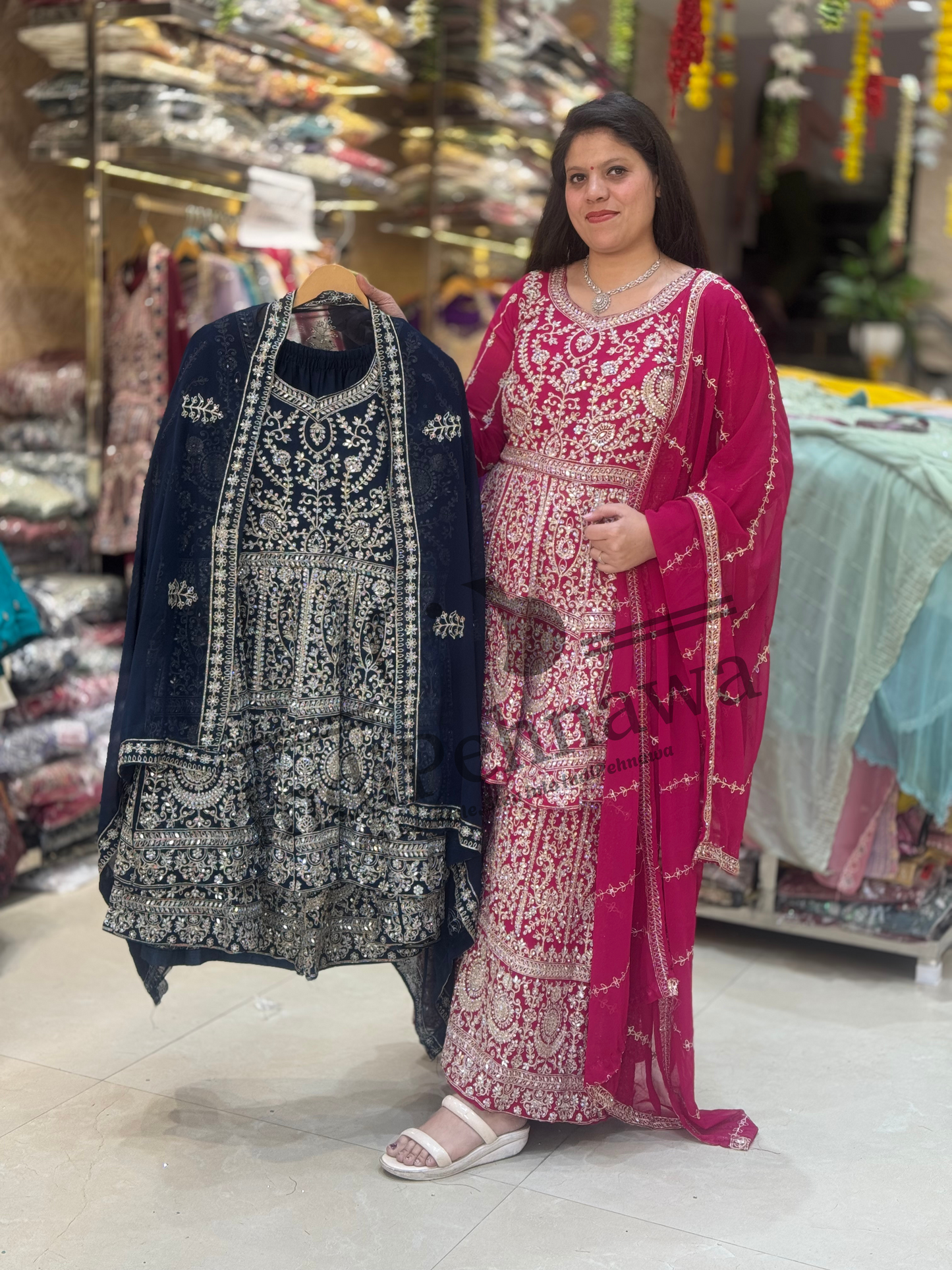 Shimmer & Shine – Mirror Work Peplum Plazo Suits for Every Occasion