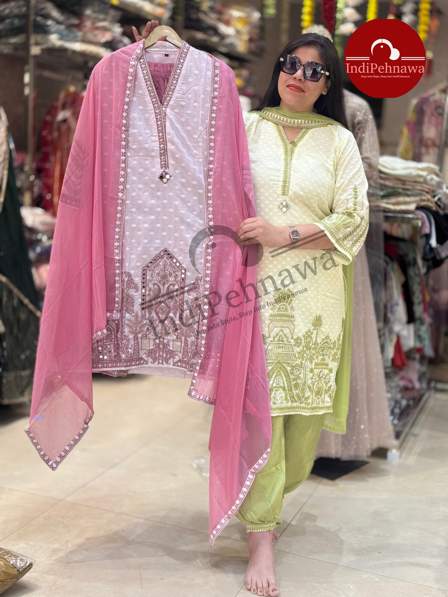 Stylish Indian Suits with Hand Thread Embroidery