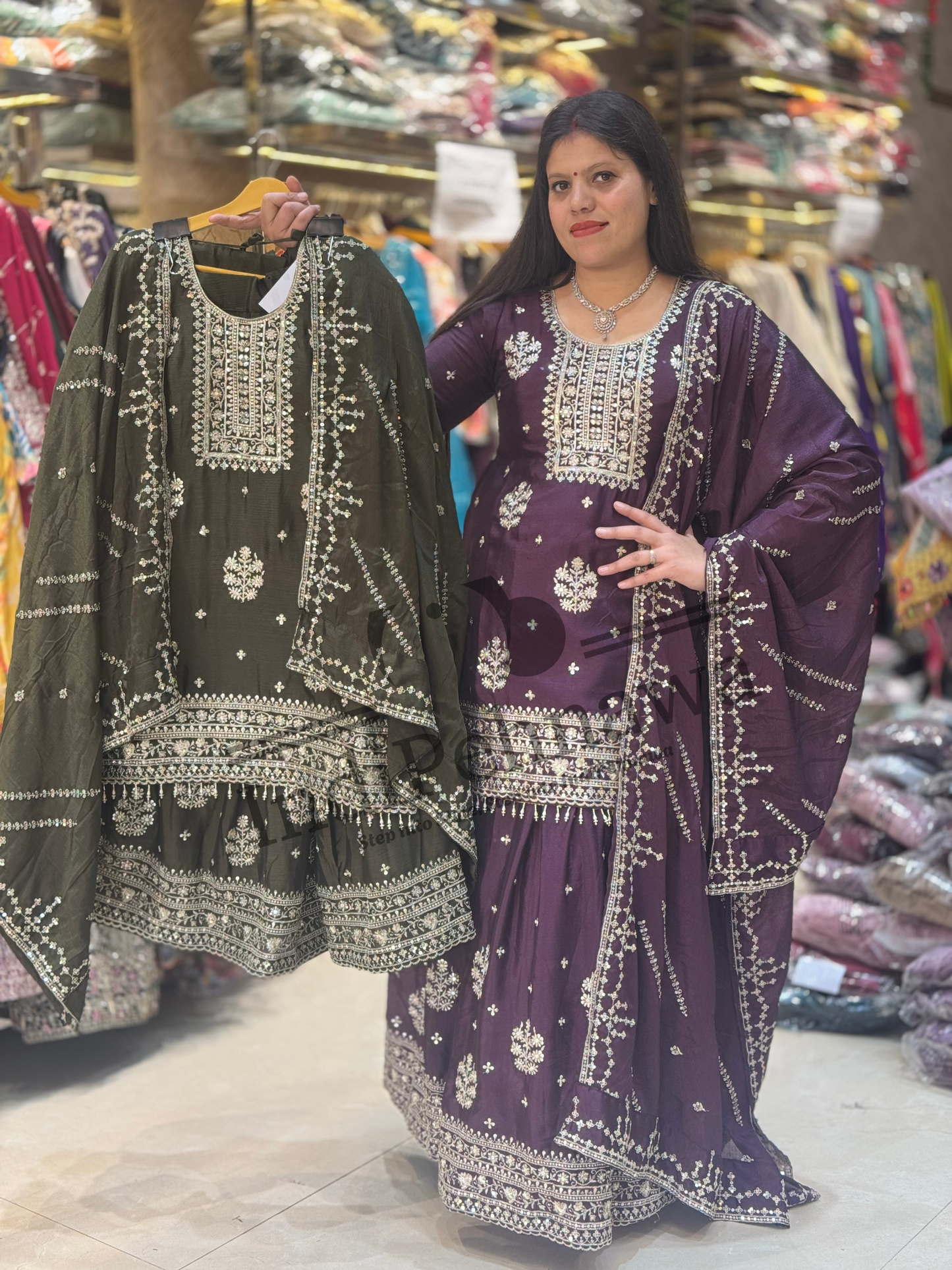 Stunning Chinon Lehenga with Long Choli – A Majestic Look for Every Occasion