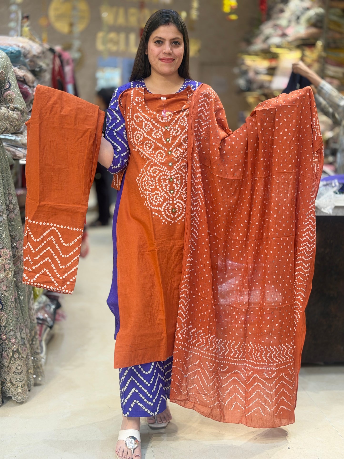 PURE COTTON NECK DESIGN WITH PEARL WORK SUIT