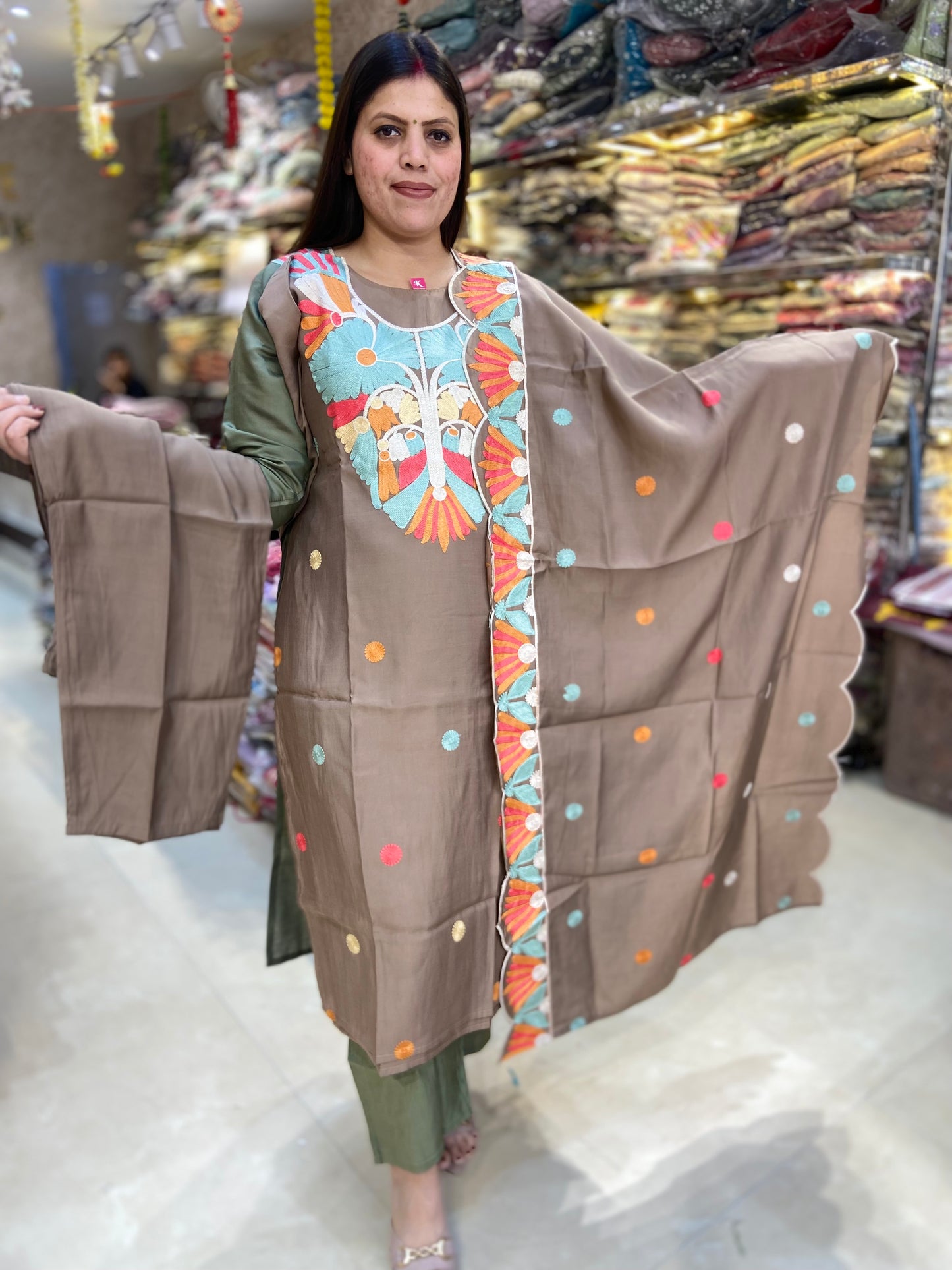 PURE COTTON MULTIPLE THREAD WORK SUIT