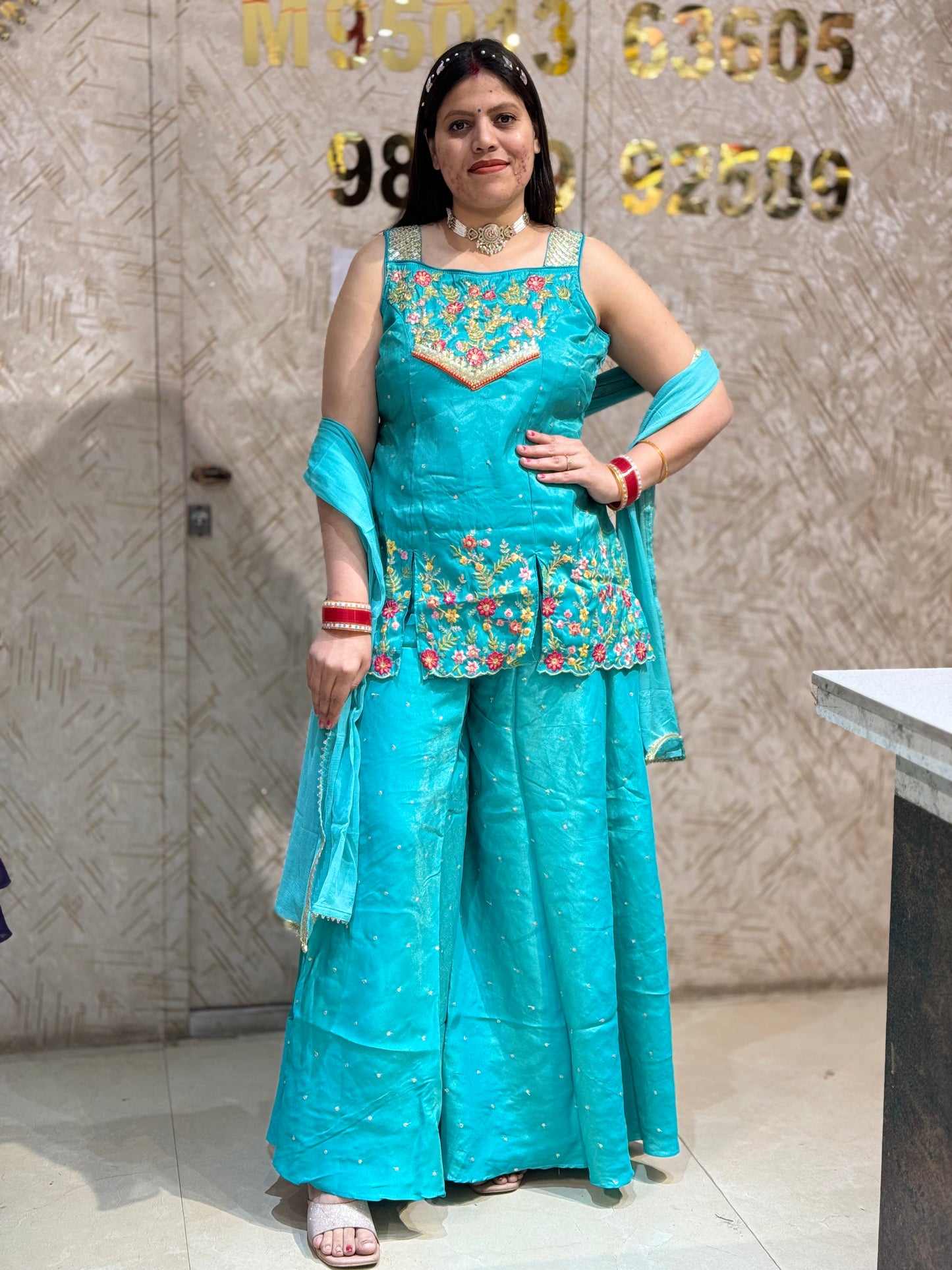 SEA GREEN BEAUTIFIL DESIGN FULL TILLA AND SIPI WORK JAFFA SUIT